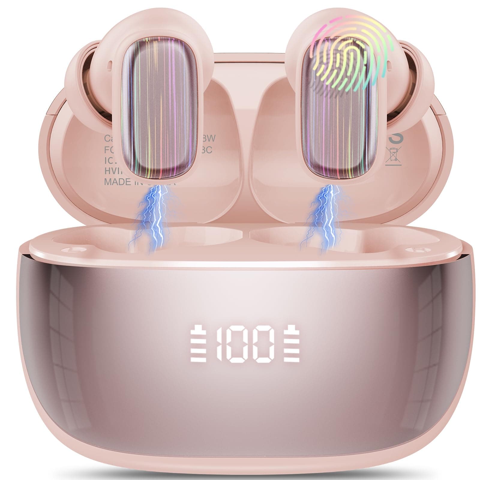 Conyat 2026 Auriculares Traductores de Idiomas, 3en1 AI Auriculares Traductor en Tiempo Real 164 Idiomas y 6 Modos de Traducción, 40H Bluetooth 5.4 Cascos Inalambricos para Viajes, Reuniones, Oro Rosa