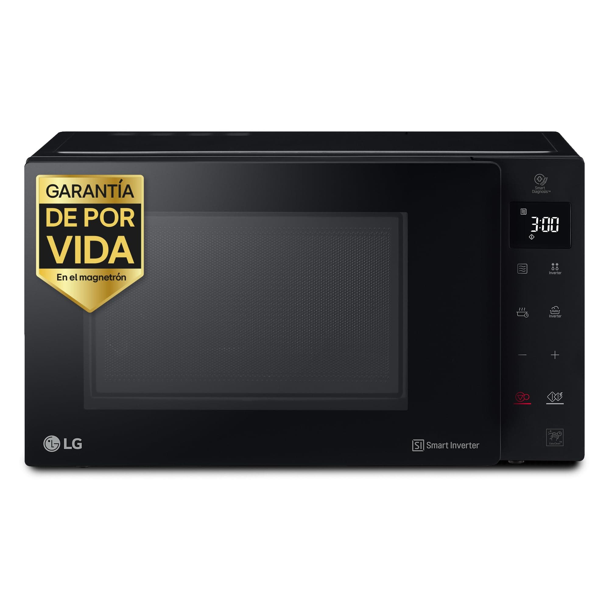 LG MH6535GIB - Microondas con grill, 1000 W, Smart Inverter, Display digital, Color Negro Transparente, 1000 W, 25 l