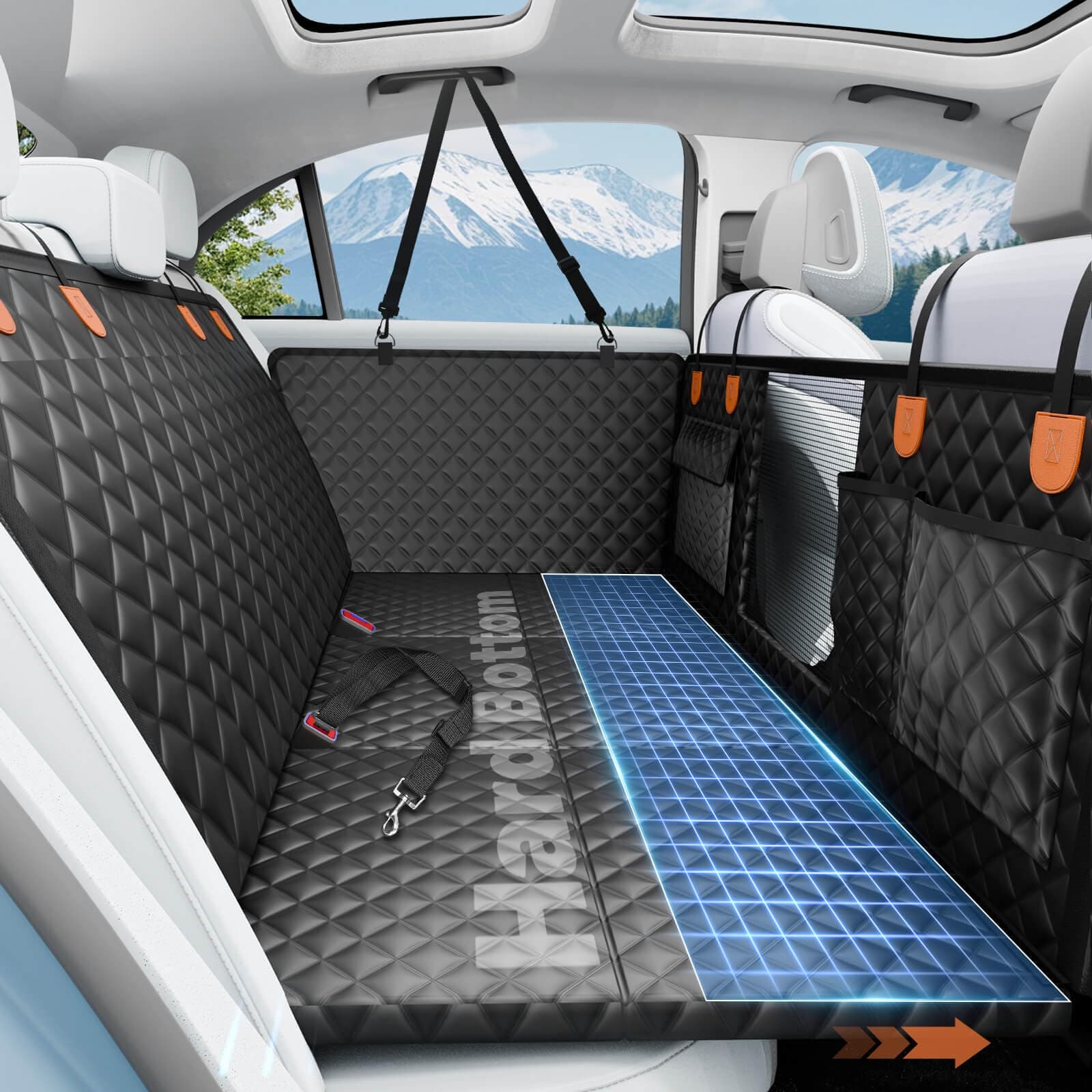 Funda Coche Perro, Impermeable, Antideslizante, Antiarañazos del dura Extensión del Asiento Asiento para Protector Coche Perros Asiento Trasero, Hamaca Viaje Mascotas para la Mayoría de Coches, SUV