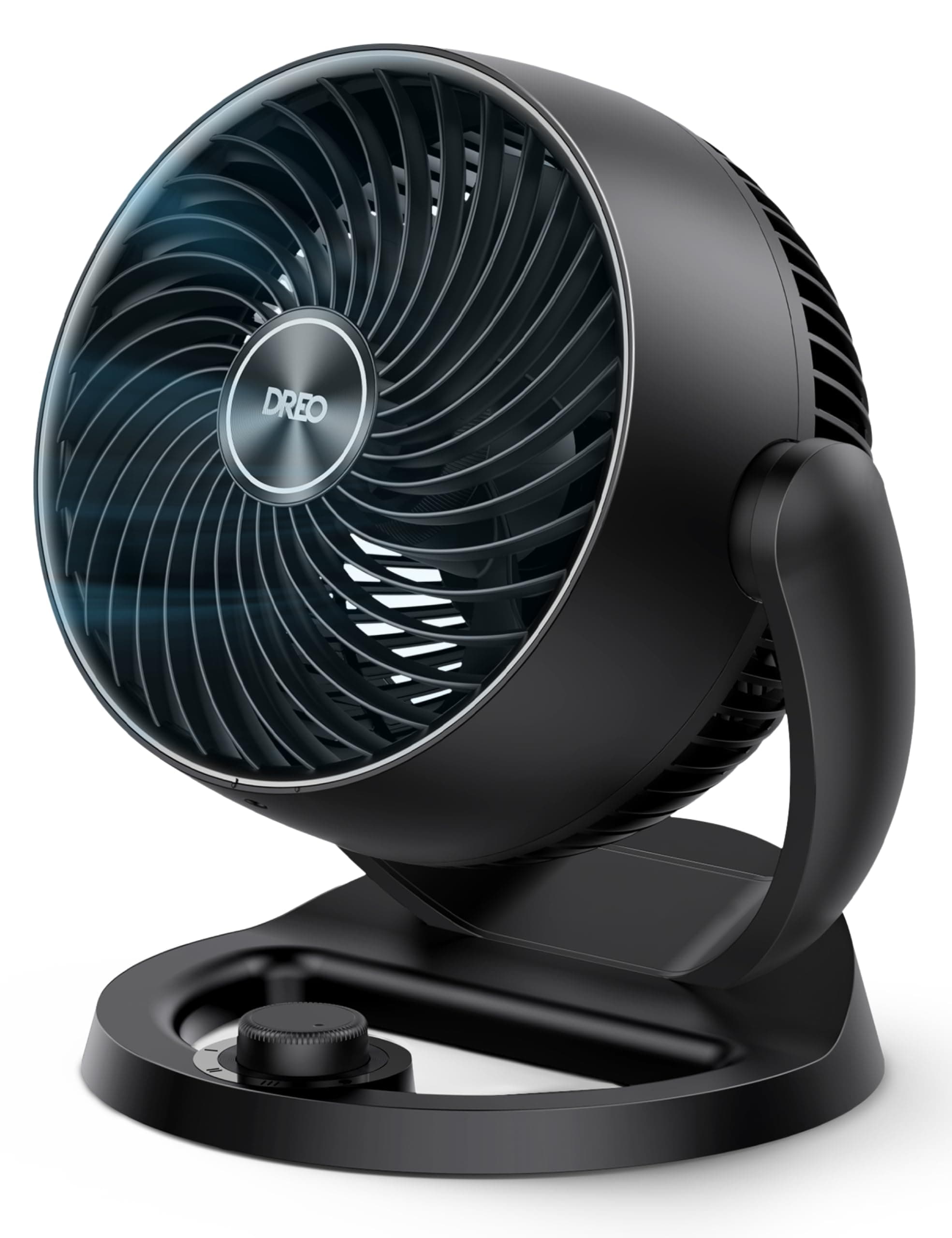 Dreo 25dB leiser Tischventilator, 30cm hoher Ventilator mit Kühlung, 3 Geschwindigkeiten 21m Luftstrom, 120° verstellbar Neigungswinkel Turbo-Luftzirkulator, tragbarer Lüfter für Schlafzimmer, Schwarz