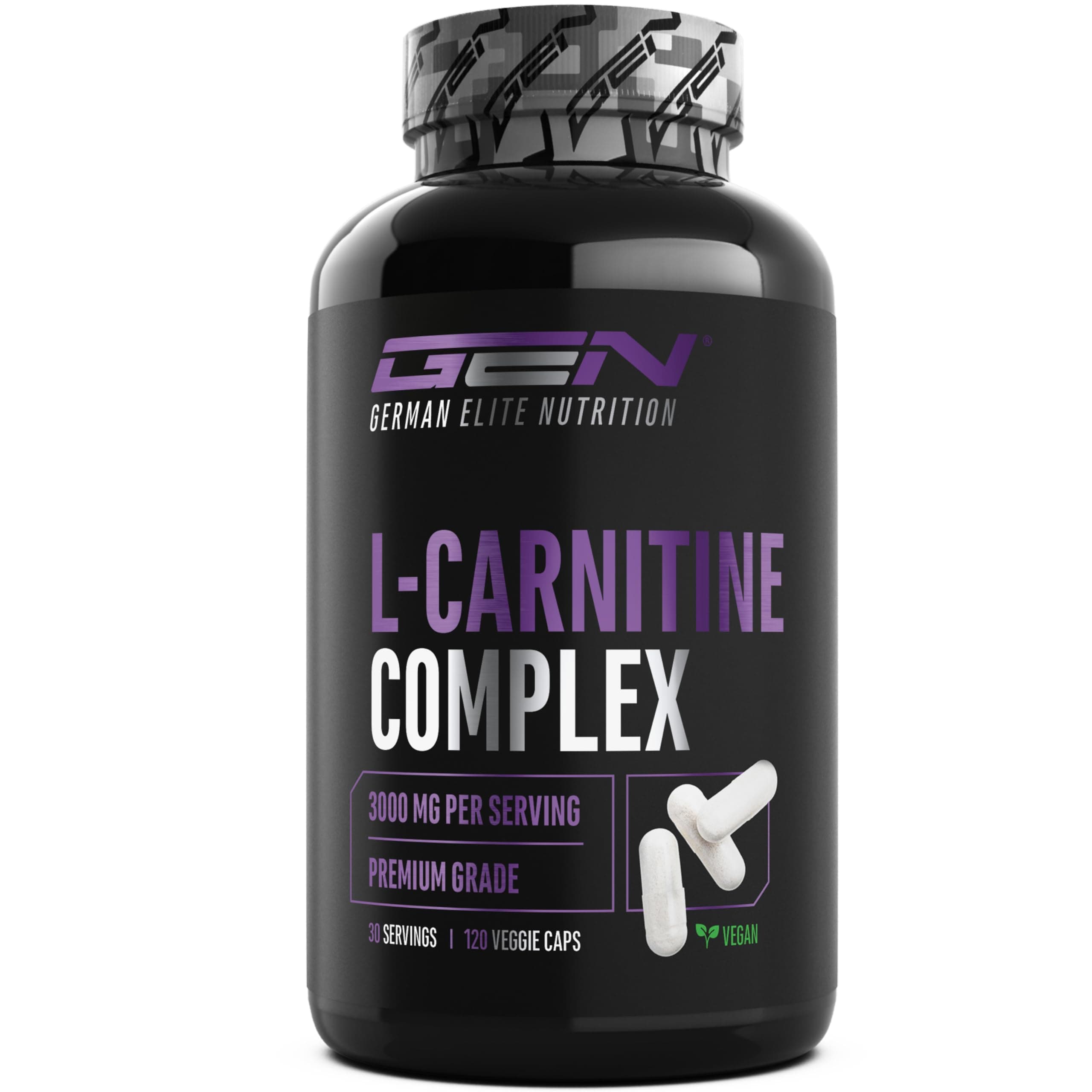 L-Carnitin Triple Komplex - 3000 mg pro Tagesportion - Hochdosiert & Vegan - Premium-Formel mit Acetyl-, Tartrat- & L-Carnitin Fumarat - 120 Kapseln