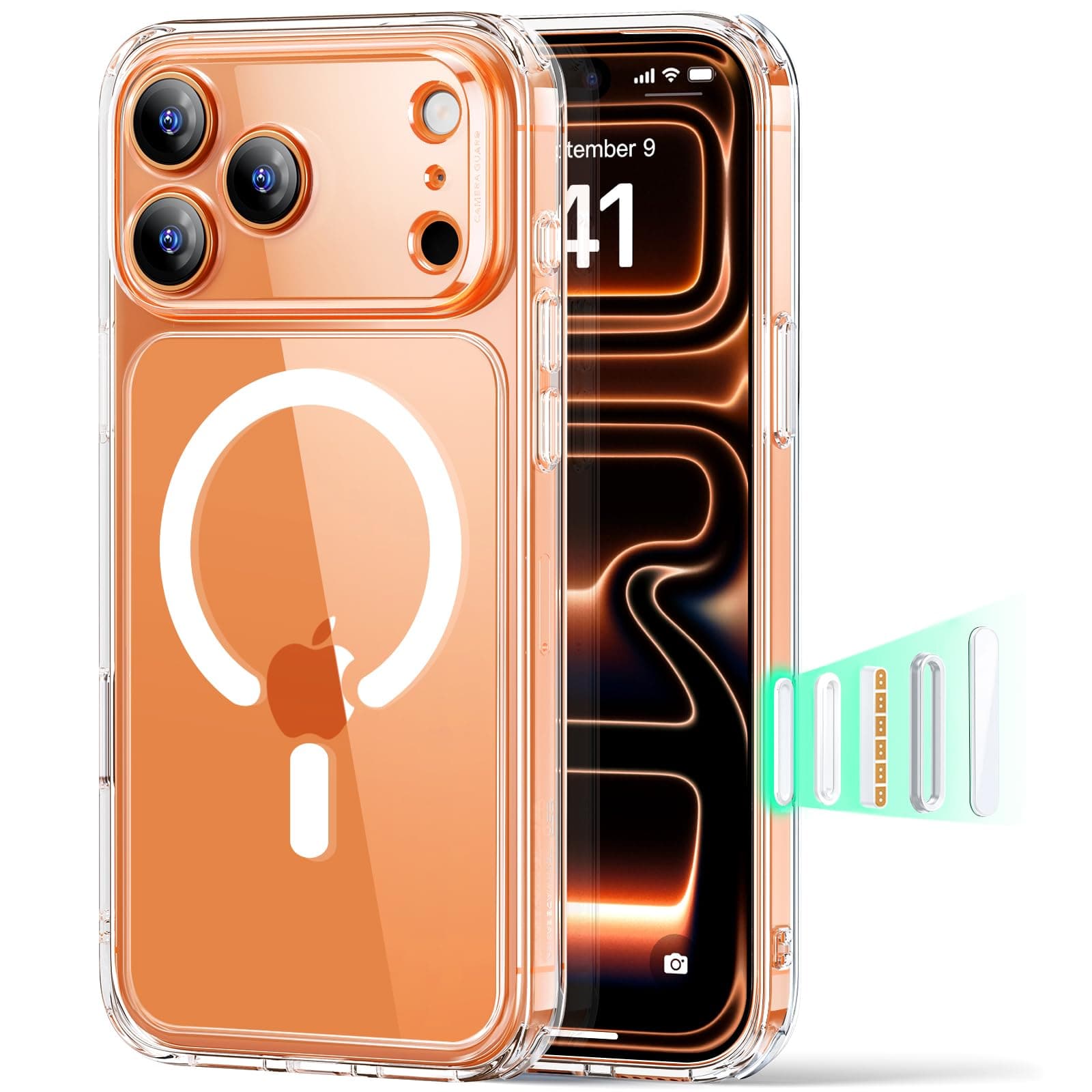 ESR Coque pour iPhone 17 Pro Max, Protection Commande de la Caméra, Compatible avec MagSafe, Protection Antichute de Qualité Militaire, Coins Air Guard Absorbant Les Chocs, Série Hybride,Transparente