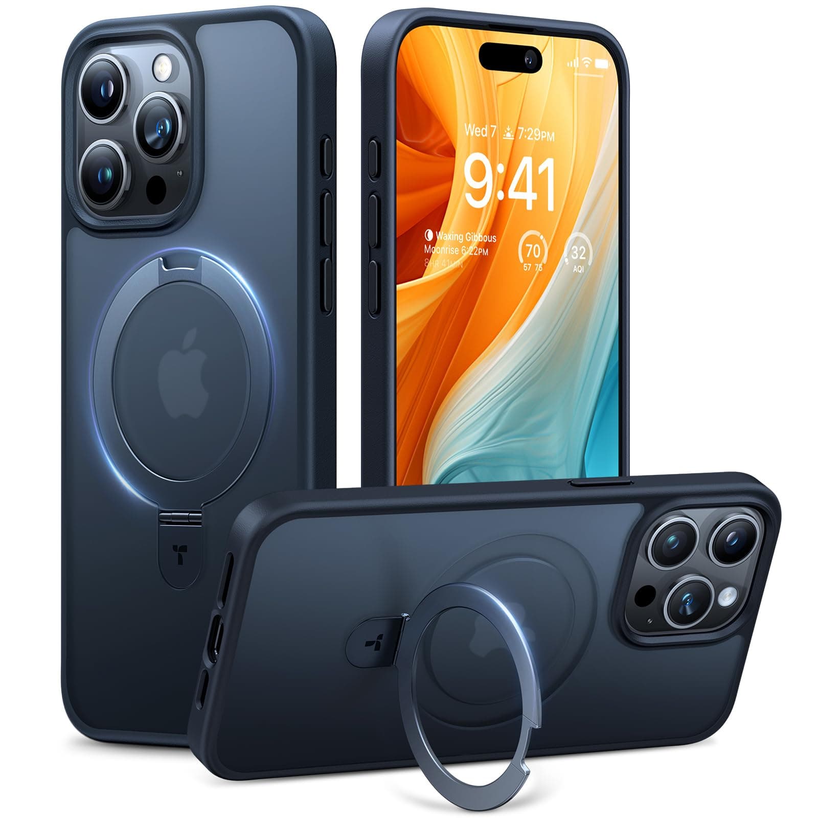 TORRAS Ostand Q1 Guardian für iPhone 16 Pro Max Hülle für MagSafe (Nr.1 Magnetkraft,Unsichtbarer Ständer,Umfassender Militärischer Schutz) Handyhülle iPhone 16 Pro Max Case All-in-One Schwarz