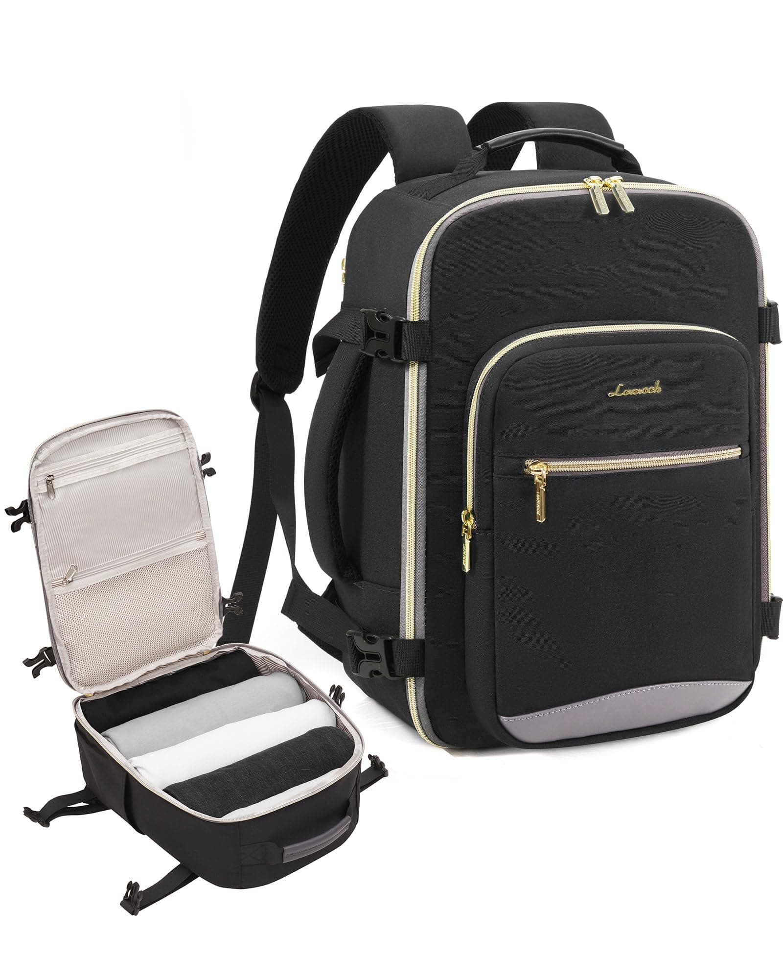 LOVEVOOK Ryanair Handgepäck 40x30x20, Klein Handgepäck Rucksack Tasche Reiserucksack Flugzeug, Carry On Hand Luggage Travel Backpack für 13,3 Zoll Laptop Damen Herren, Cabin Bag Eurowings Wizz Schwarz