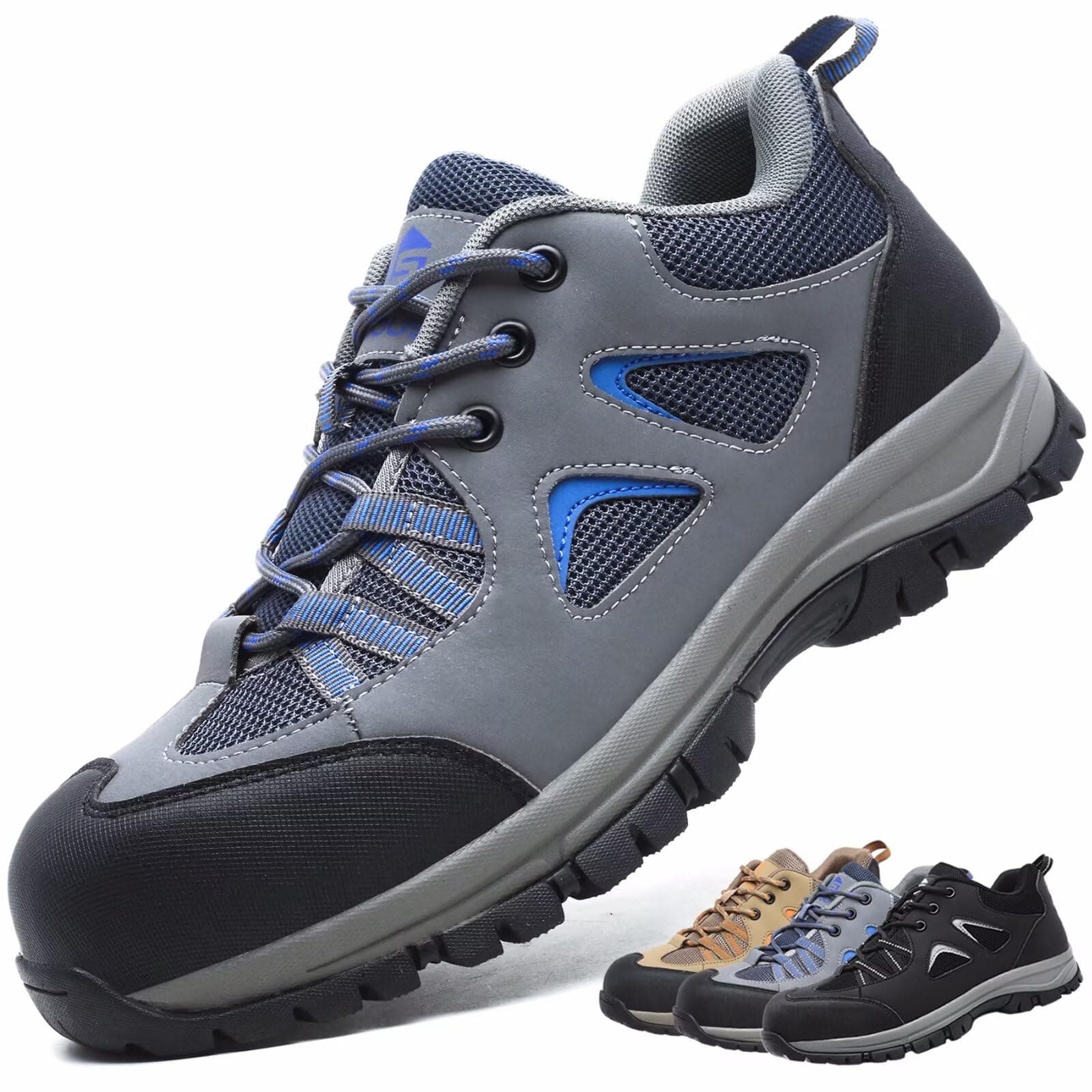Zapatos de Seguridad Hombre Mujer Calzado de Trabajo Ligeros Antideslizante Zapatillas de Seguridad con Punta de Acero
