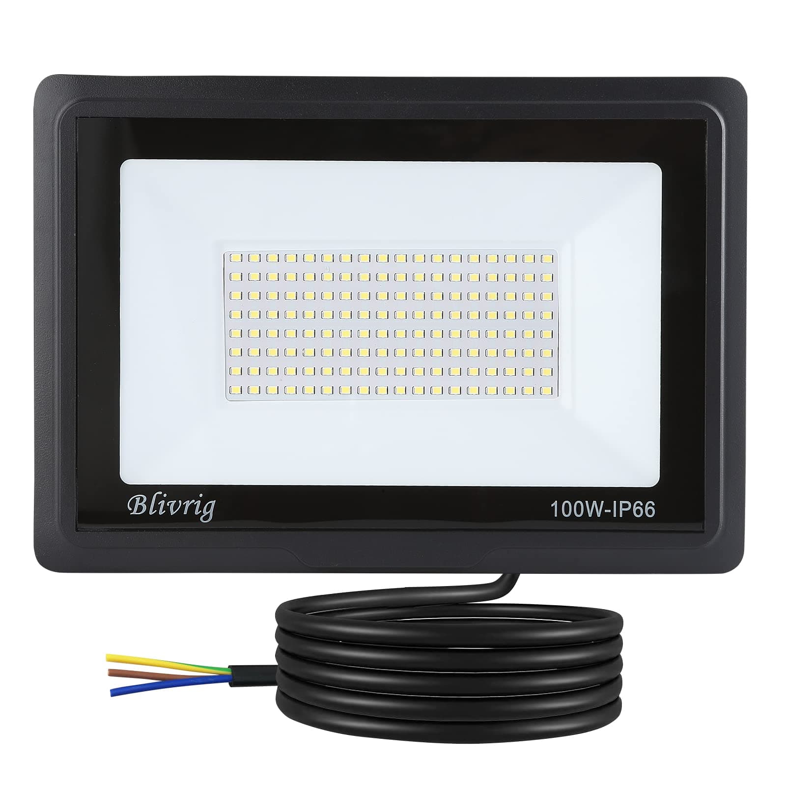 Blivrig 100W Focos LED exterior 3000K Blanco Cálido, 10000LM Foco LED Pared Blanca Cálida, IP66 Impermeable, para Patio, Terraza, Garaje, Jardín