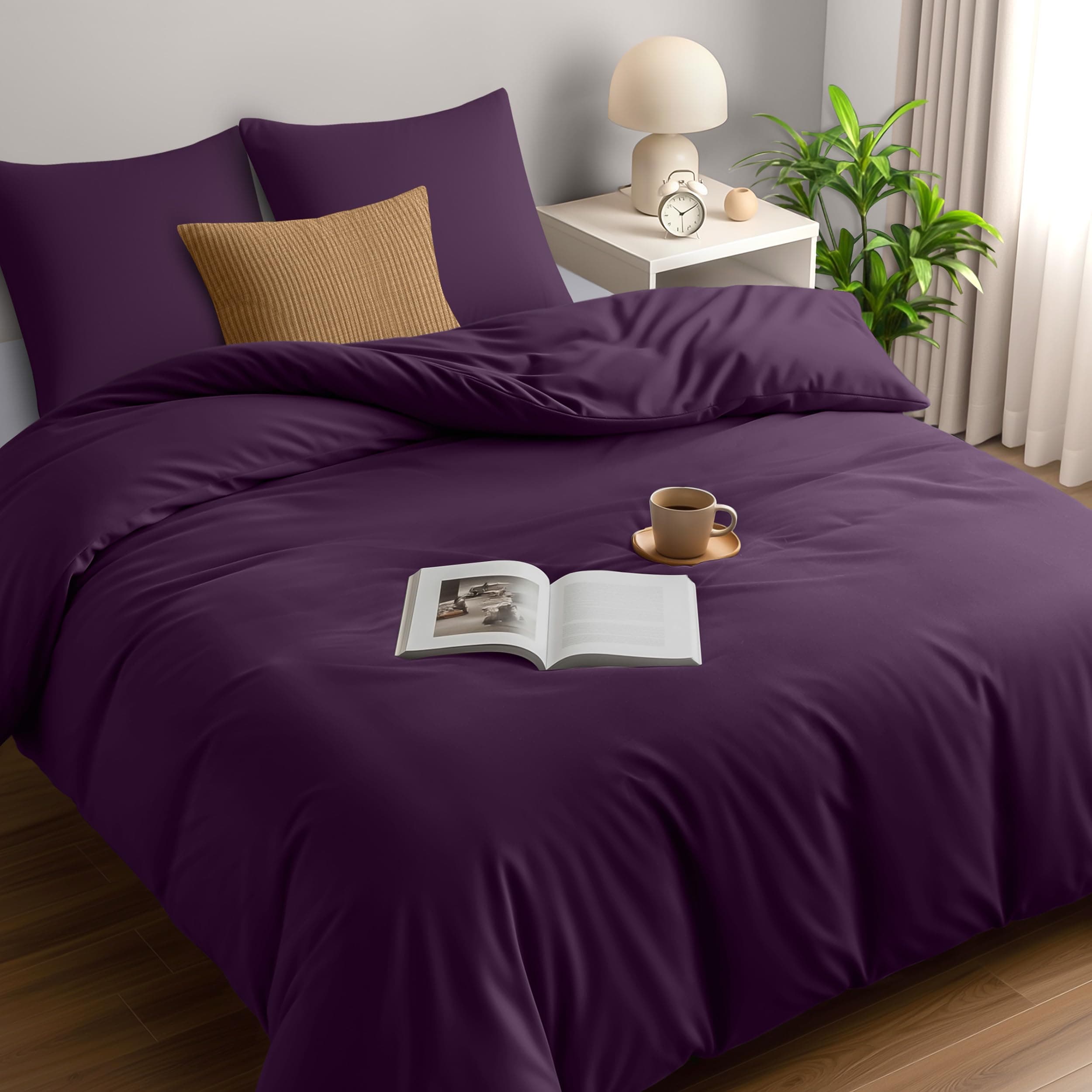 Utopia Bedding Housse de Couette 220x240 cm avec 2 Taies d'oreiller 65x65 cm (Pourpre)- Parure de lit 220 x 240 cm - Ensembles de Housses de Couette en Microfibre brossée Douce