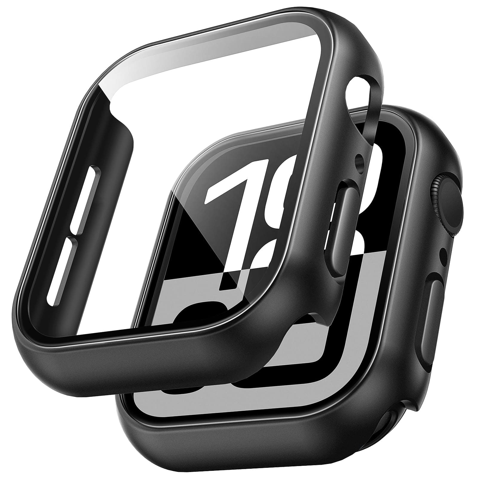 TAURI 2 Pezzi Cover PC Compatibile con Apple Watch Series 11/10 46mm, 9H in Vetro Temperato,[Tocco Sensibile][HD Clear] Sottile Rigida Custodia per iWatch 46mm - Nero