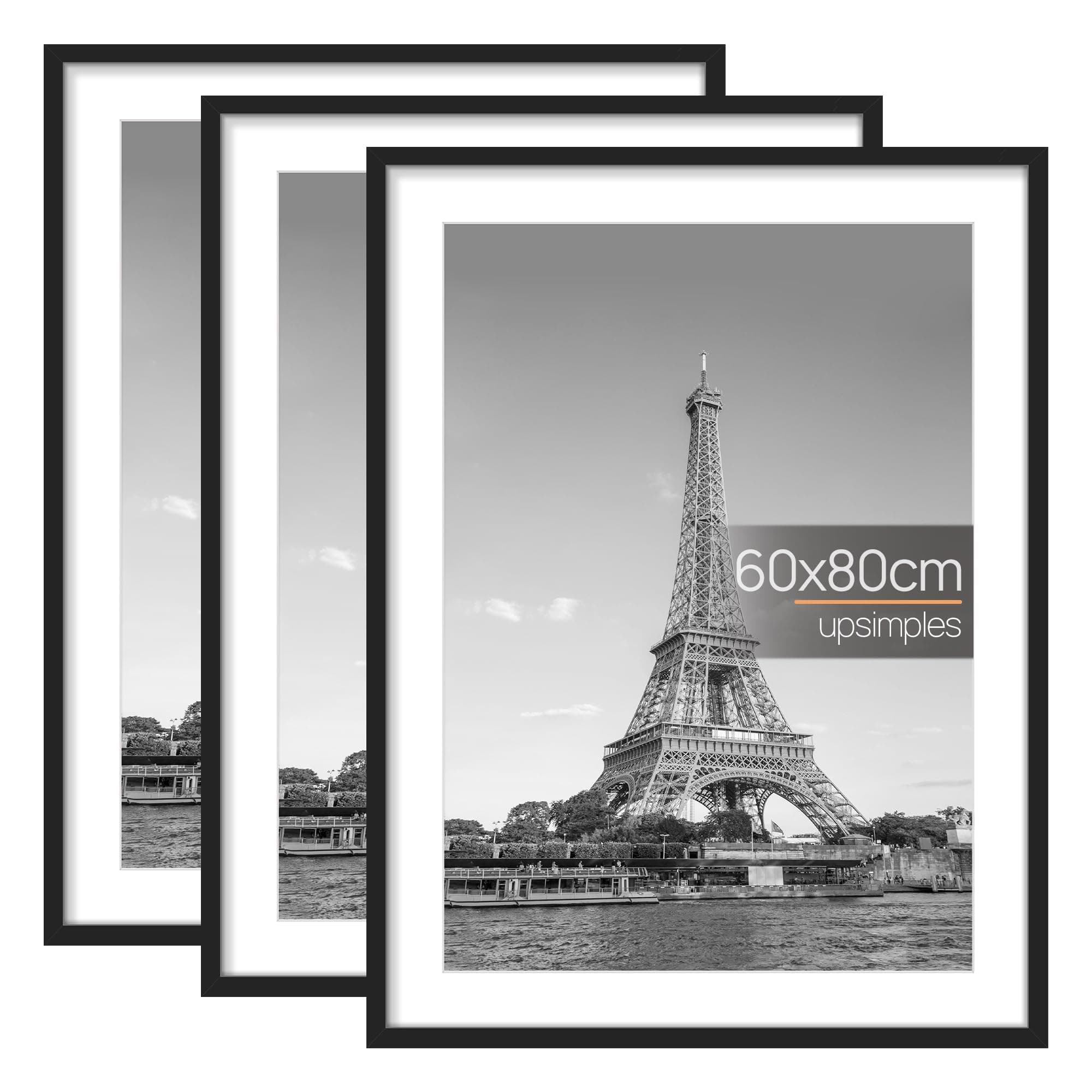 upsimples Lot de 3 cadres photo 60 x 80 cm - Noir - 60 x 80 cm - Cadre photo pour photos, images, posters