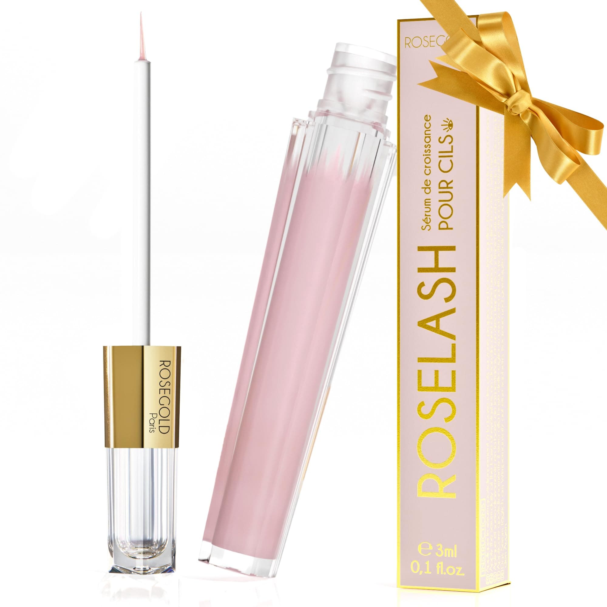 ROSELASH Nouvelle Formule Sérum de Croissance de Pousse Cils plus fournis longs épais - Fabriqué en France - Sans hormone Sans parfum - Vegan