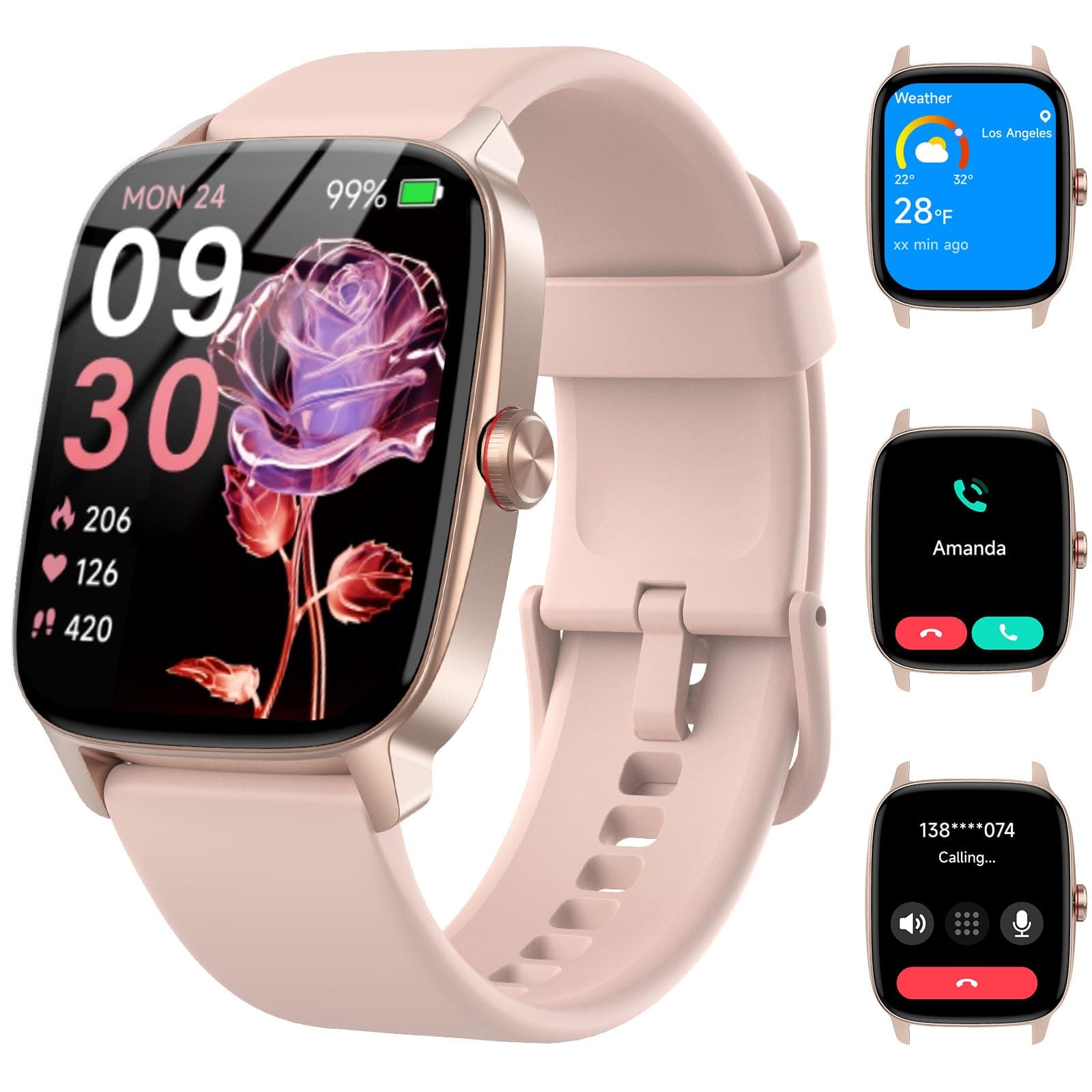 Reloj Inteligente Mujer Hombre con Llamadas Bluetooth y Voz AI, 1.85'' Smartwatch con Whatsapp Notificación, Pulsómetro/SpO2/Sueño/Podómetro, 110+ Modos Deportivos, Impermeable IP68 para iOS/Android