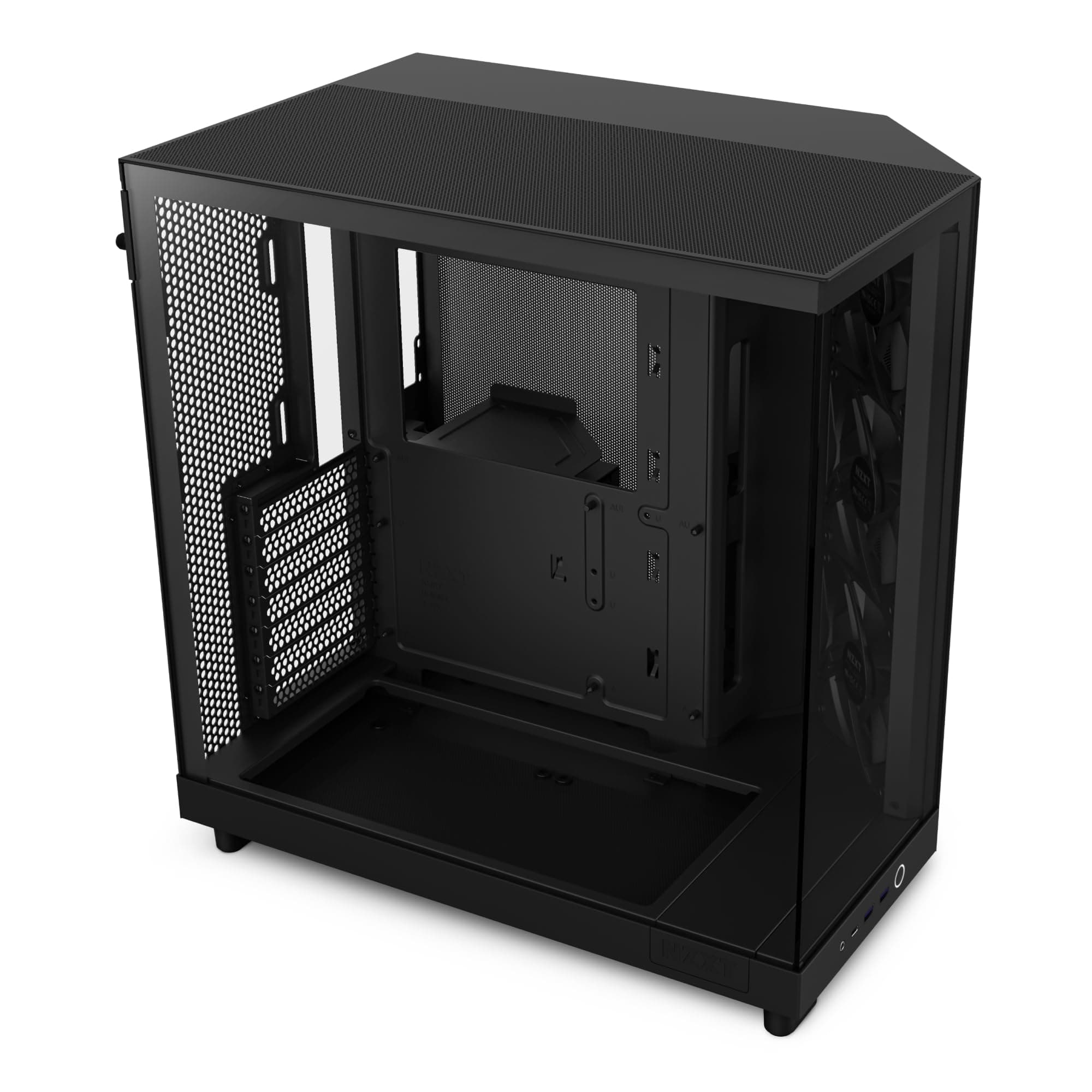 NZXT H6 Flow, CC-H61FB-01, Case Mid-Tower Compatto a Doppia Camera con Flusso d'Aria, Pannelli in Vetro Panoramico, Flusso d'Aria ad Alte Prestazioni, Include 3 Ventole da 120 mm, Nero