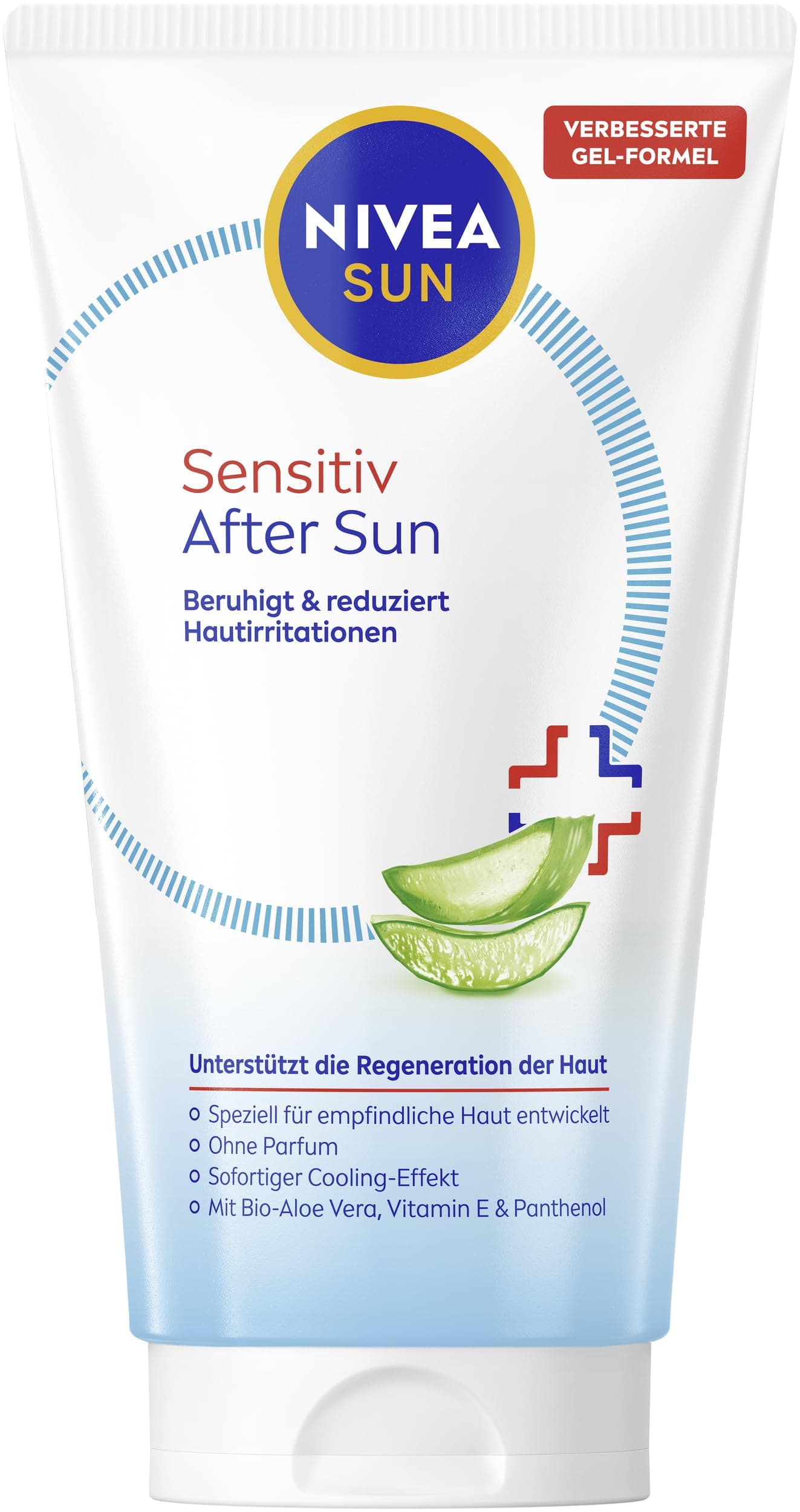 NIVEA SUN Sensitive After Sun, kühlende SOS-Pflege mit hautberuhigender Wirkung, Hautgel mit Bio-Aloe Vera, Vitamin E & Panthenol für sensible Haut (150 ml)