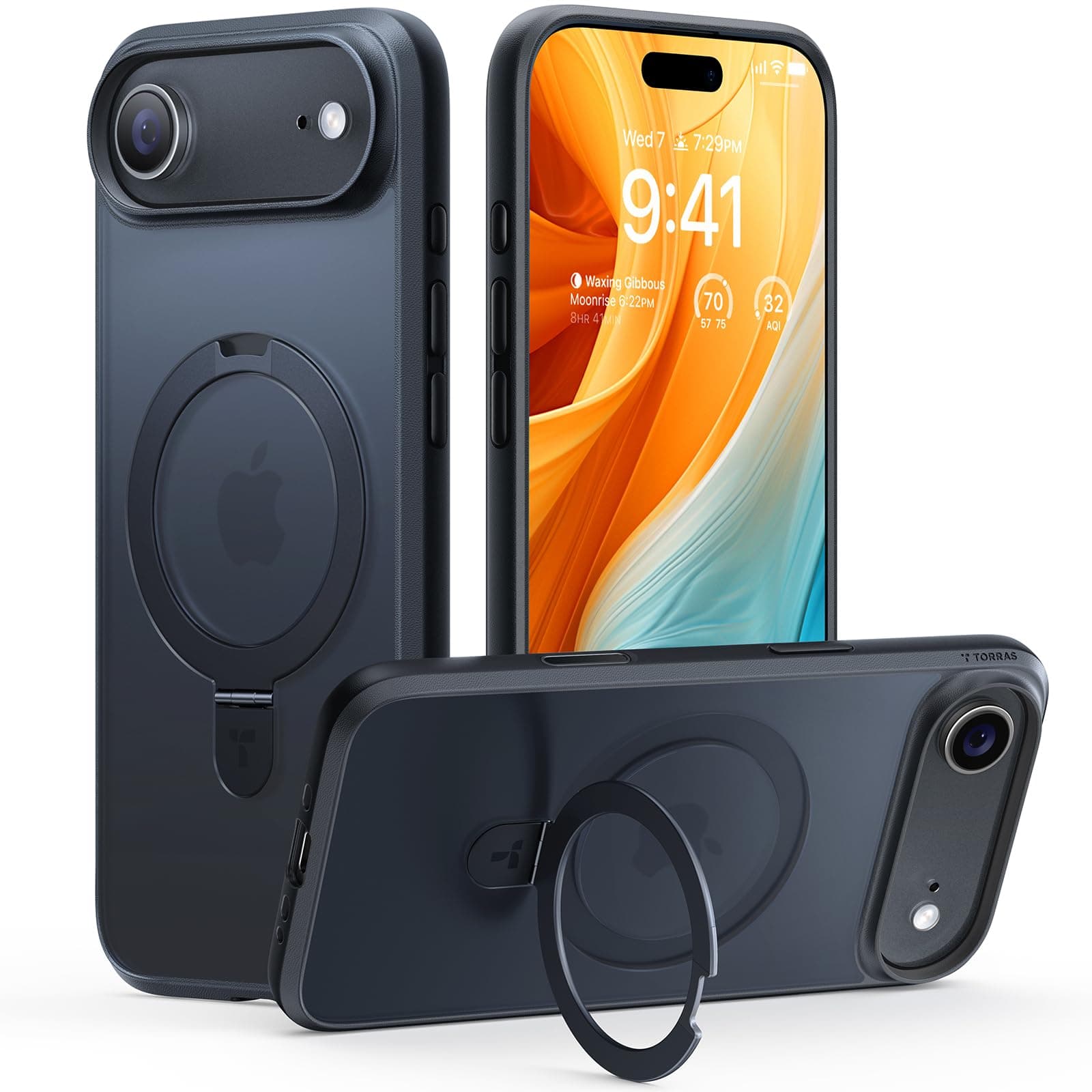 TORRAS Ostand Q1 Guardian für iPhone 17 Air Hülle für MagSafe (Zertifizierte Militärschutz & Stabilster Ständer & Nr.1 Magnetkraft) Handyhülle iPhone 17 Air Case Schutzhülle Dünn Cover Schwarz