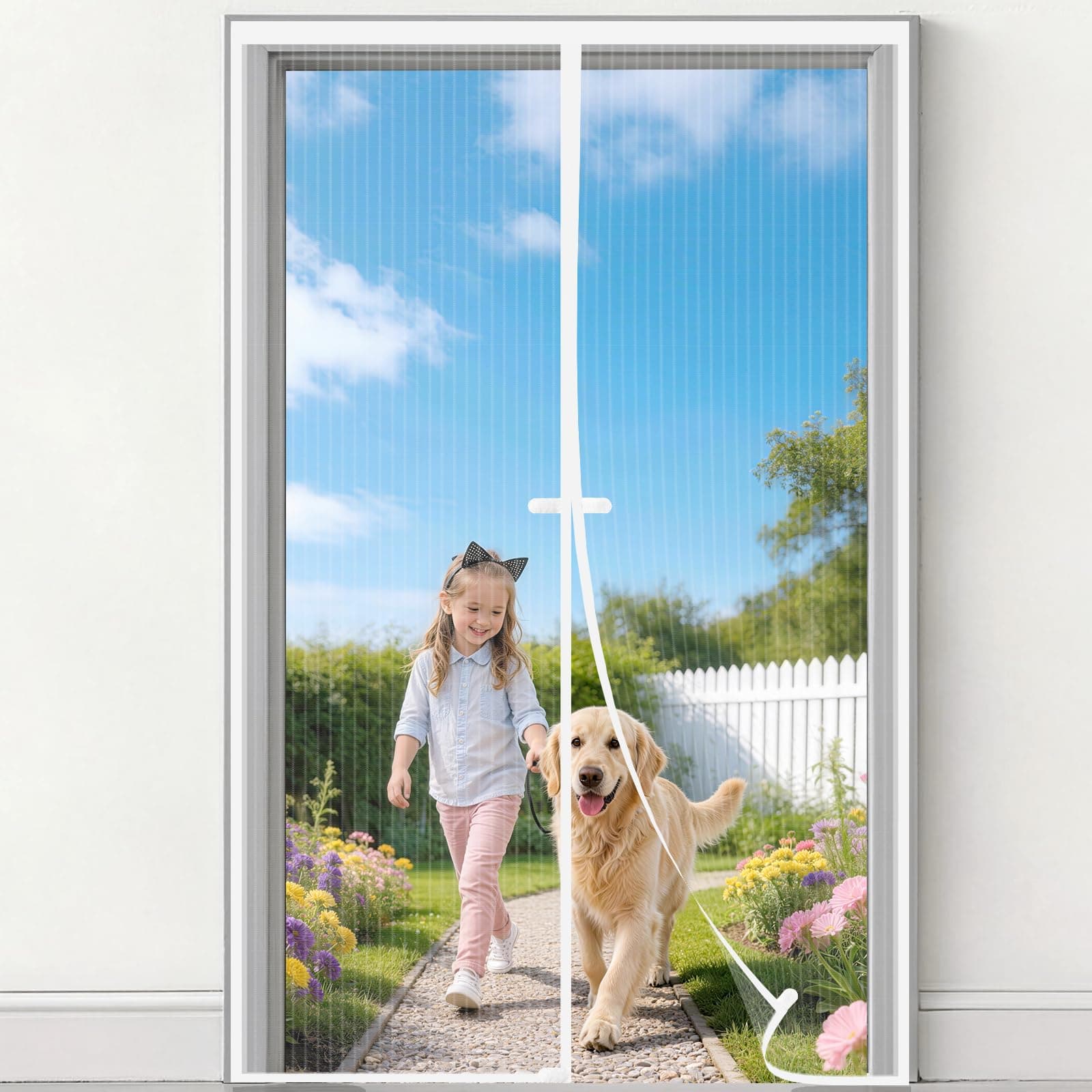 Zanzariera Magnetica 115x205 cm, Zanzariera Porta Finestra Tenda Bianco, Zanzariere Magnetiche Balcone, Anti Zanzare Insetti, Chiusura Magnetica Automatica, Protezione completa per vita domestica