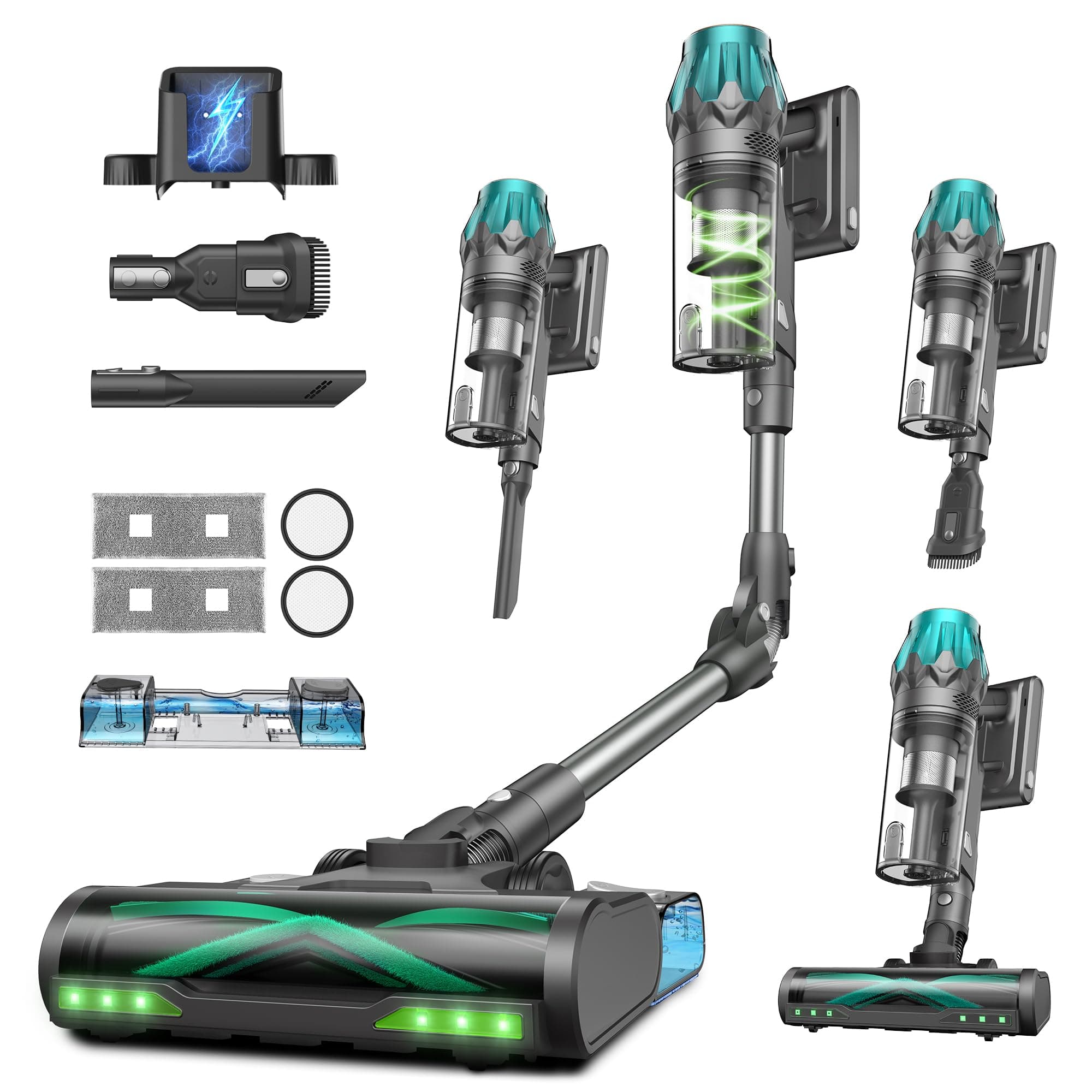 Vexilar V15Max Aspiradora sin Cable 65KPa/60 Min/1,5L, Aspiradora Inalámbrica con Fregona, Antienredos, Fácil Limpieza,Tendencias de Moda, Aspirador Escoba Vertical para Suelos/Alfombras/Pelos/Coche