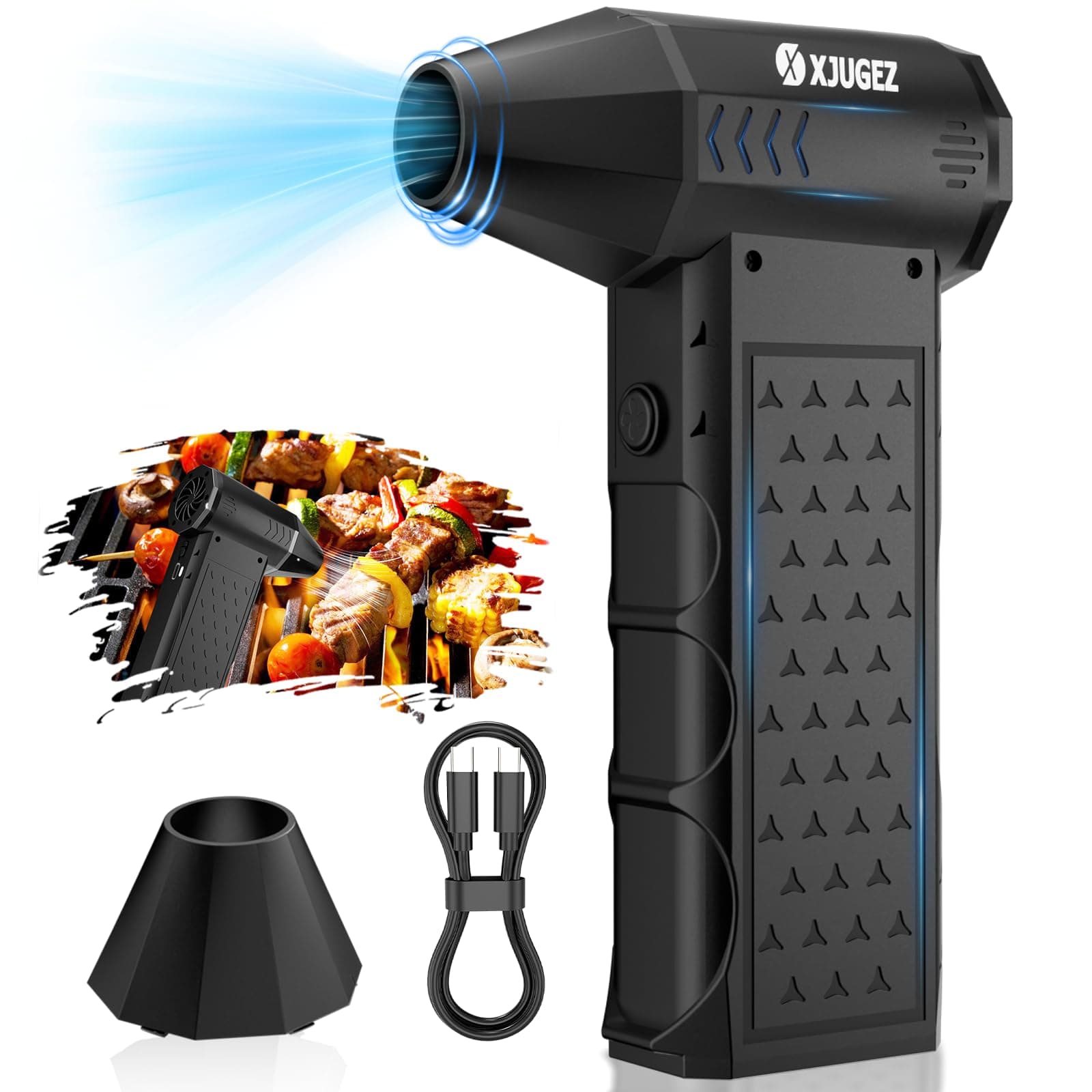 XJUGEZ Soplador de Polvo Eléctrico,4 Velocidades Aire Comprimido Limpieza PC,130000 RPM Soplador Aire Comprimido,Turbojet Soplador de Aire Potente para PC,Ordenadores,Coches,Sofás-Estrella