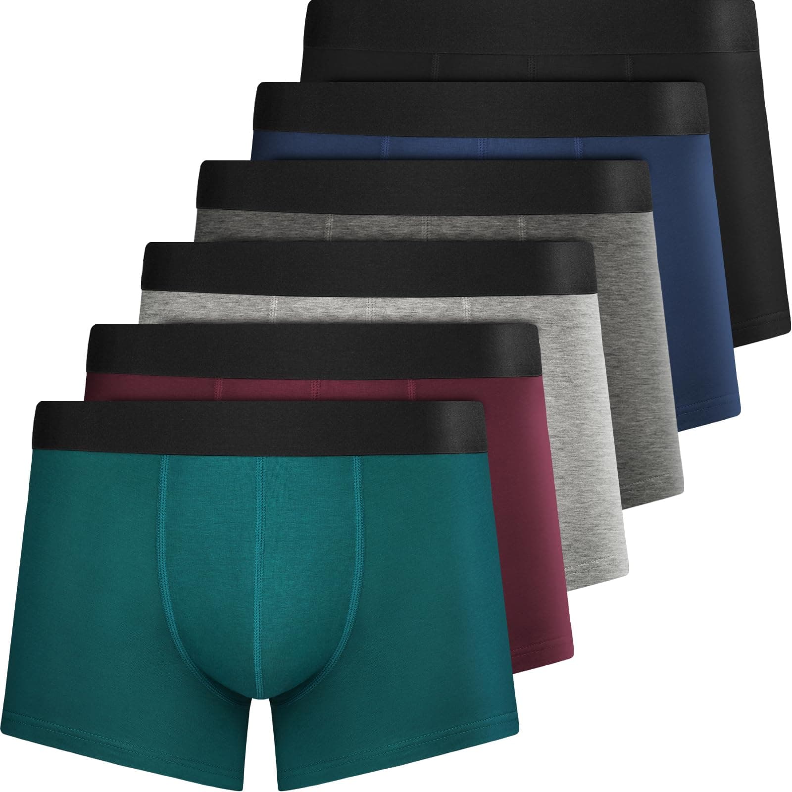 QINCAO Calzoncillos Hombre Boxer, Pack de 6 Unidades, Algodón Cómodo, Buen Ajuste y Diseño Sencillo sin Logo