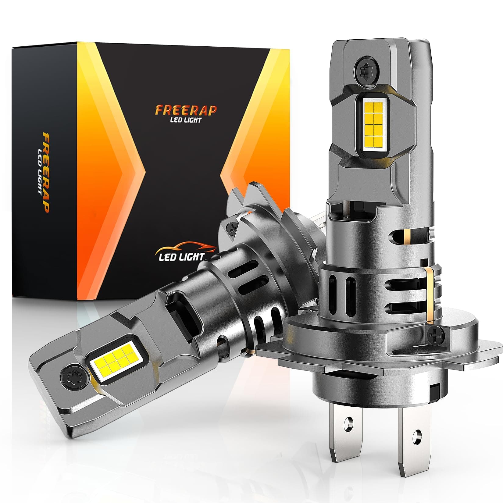 FREERAP Ampoule H7 LED 32000LM, 100W 600% 6500K Lumière Blanche, 1:1 Halogène Mini Taille, 70000+ Heures De Vie, Plug and Play Installation Facile, 2 Pièces(H7)