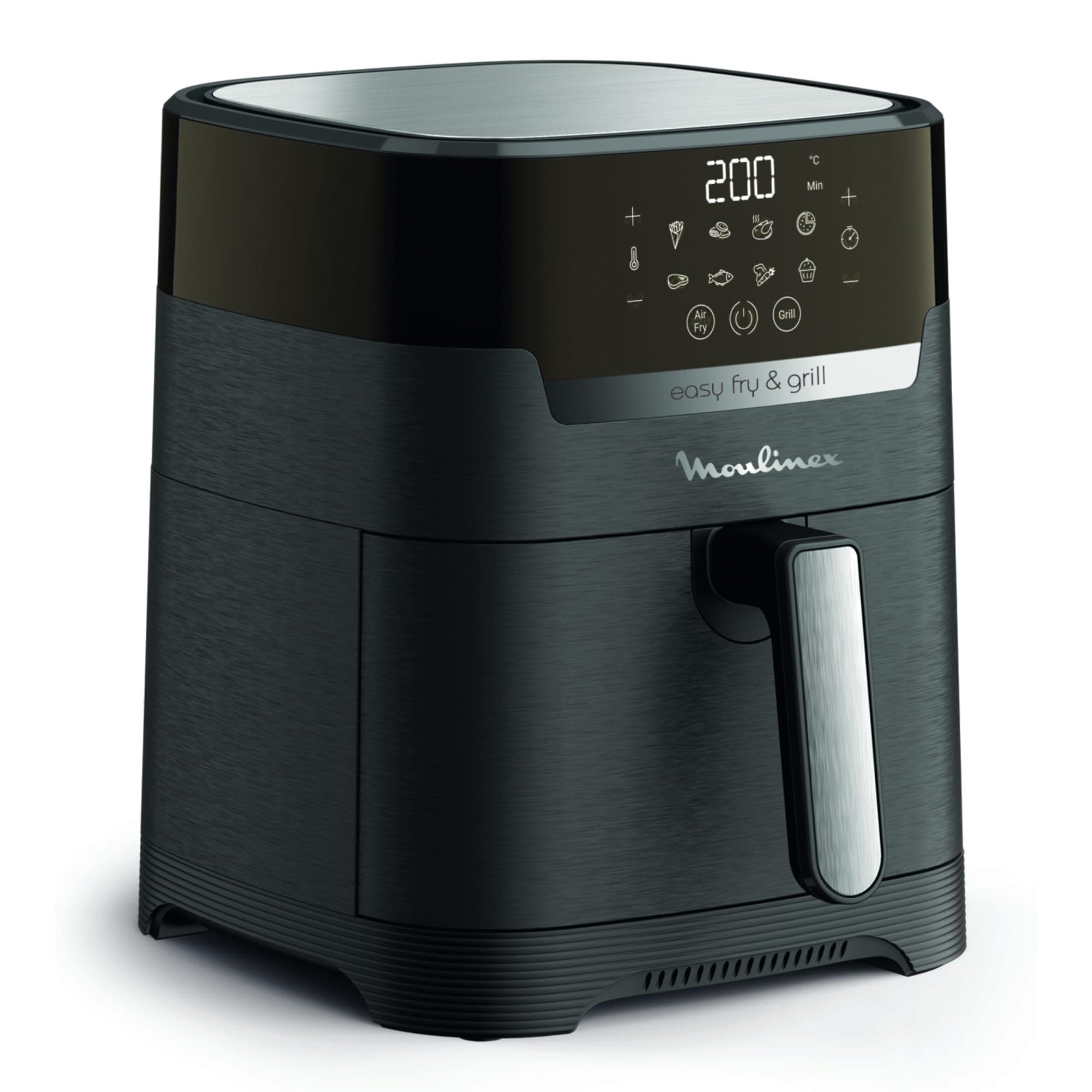Moulinex Friteuse sans huile + Gril, Capacité XL 4,6L, Jusqu'à 6 personnes, 8 Programmes automatiques, Air Fryer, Ecran tactile digital, Température réglable, Easy Fry & Grill 2en1, EZ505810