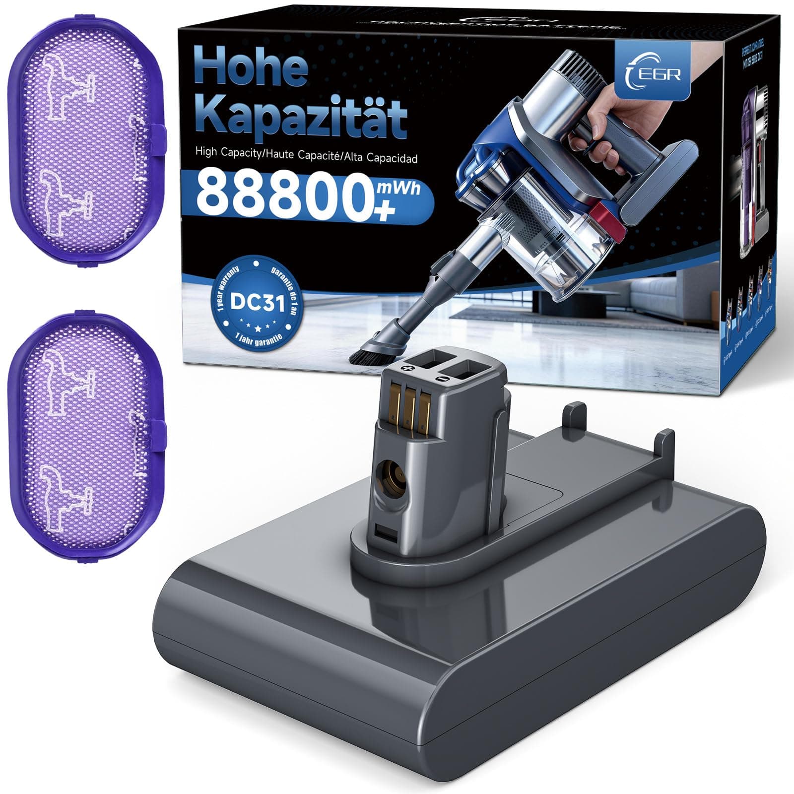 EGR Mejorada DC31 para Dyson Bateria DC31 DC45 DC34 DC35 DC44 917083-01 Tipo A Aspiradora Batería de Repuesto (No Apto para Tipo B