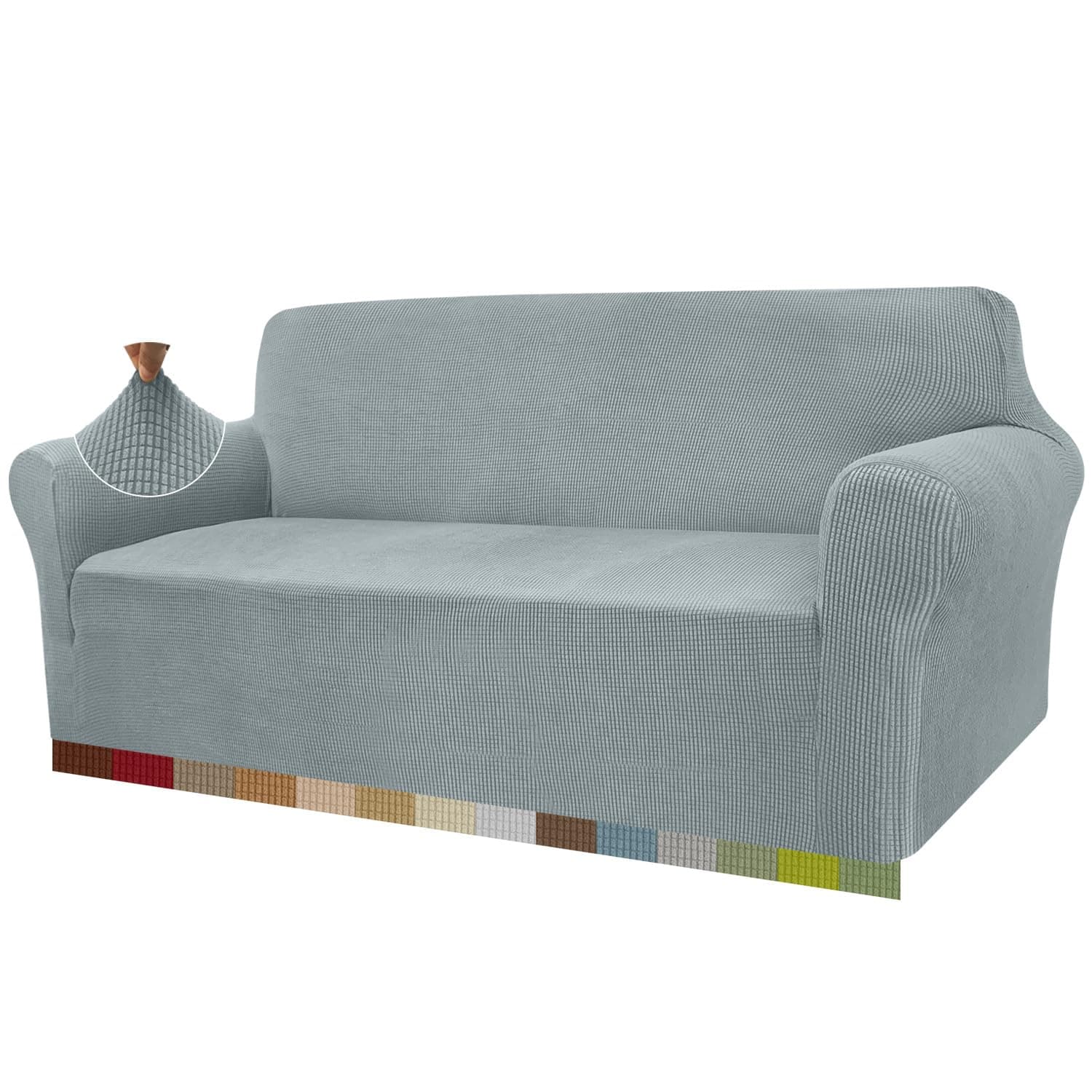 Copridivano altamente elasticizzato, moderna fodera per divano jacquard elastico per soggiorno, protezione per cani e animali domestici, 3 posti, grigio neutro