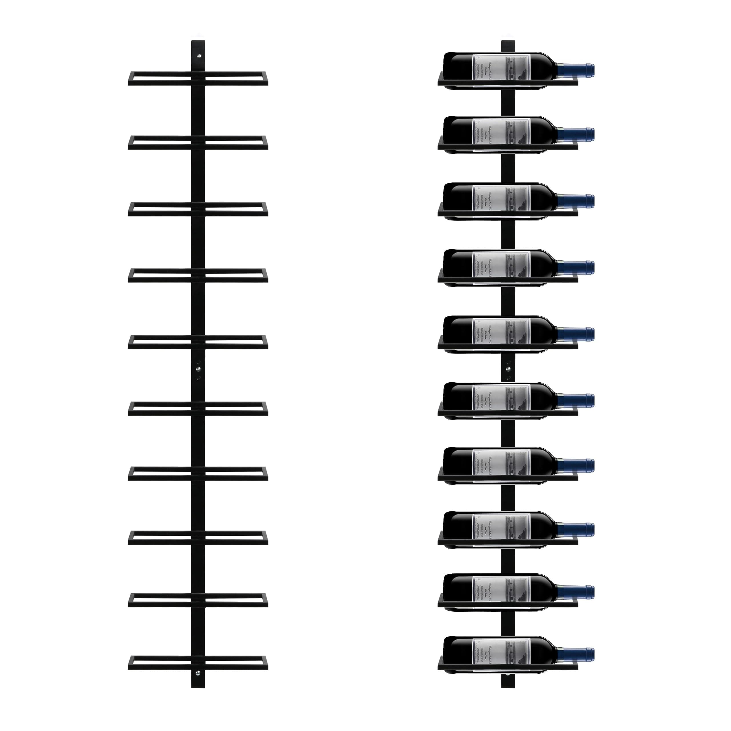 Yaheetech Weinregal Flaschenhalter Flaschenregal Aufbewahrungsregal für die Wand aus Metall 10 Flaschen, Schwarz