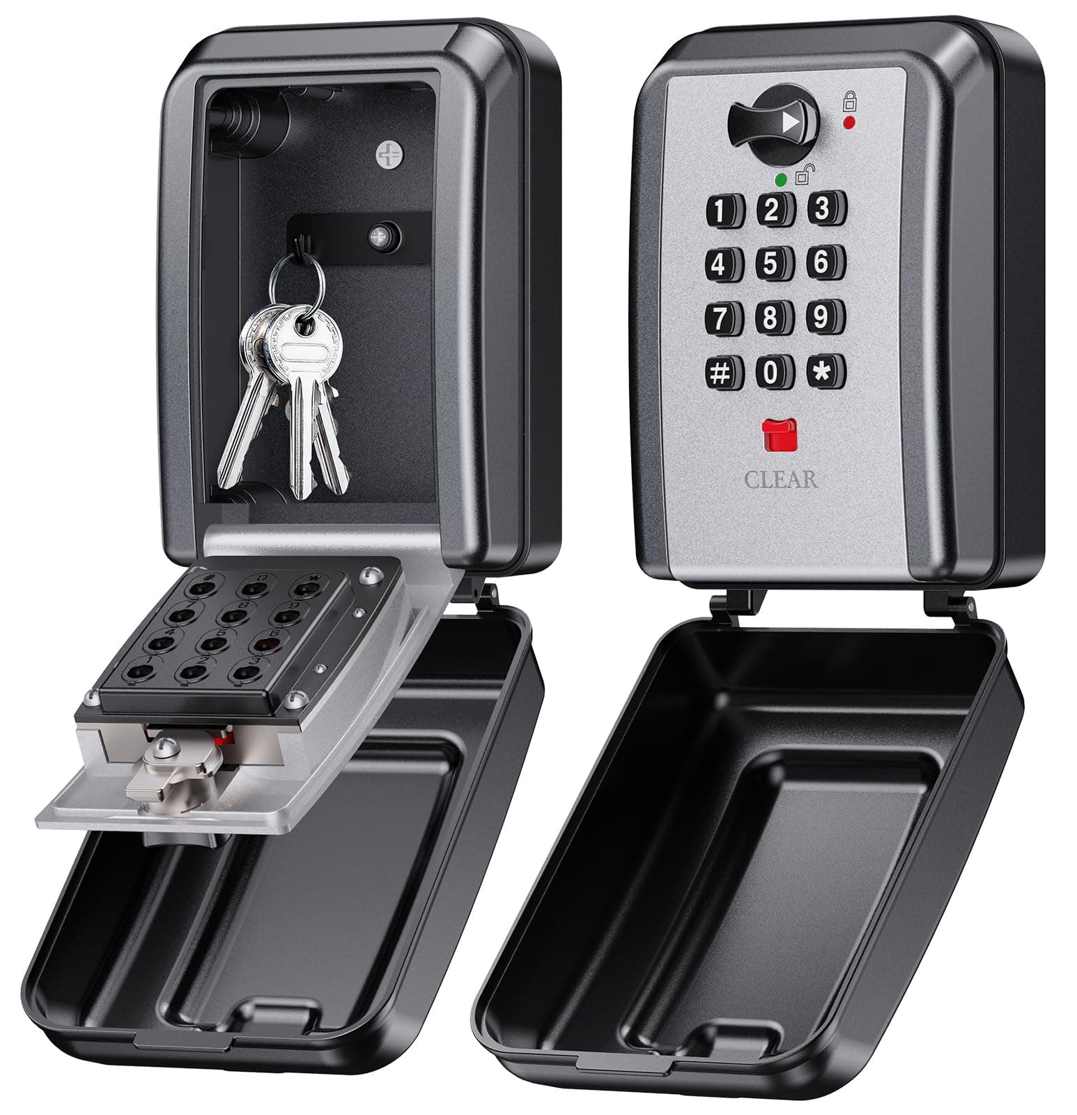 Mohard Caja de Seguridad para Llaves, Caja Llaves Pared con Combinación 12 Dígitos, Gran Capacidad & Impermeable Caja Fuerte Llaves Exterior con Código Resttable para Hogar Garaje Escuela Oficina