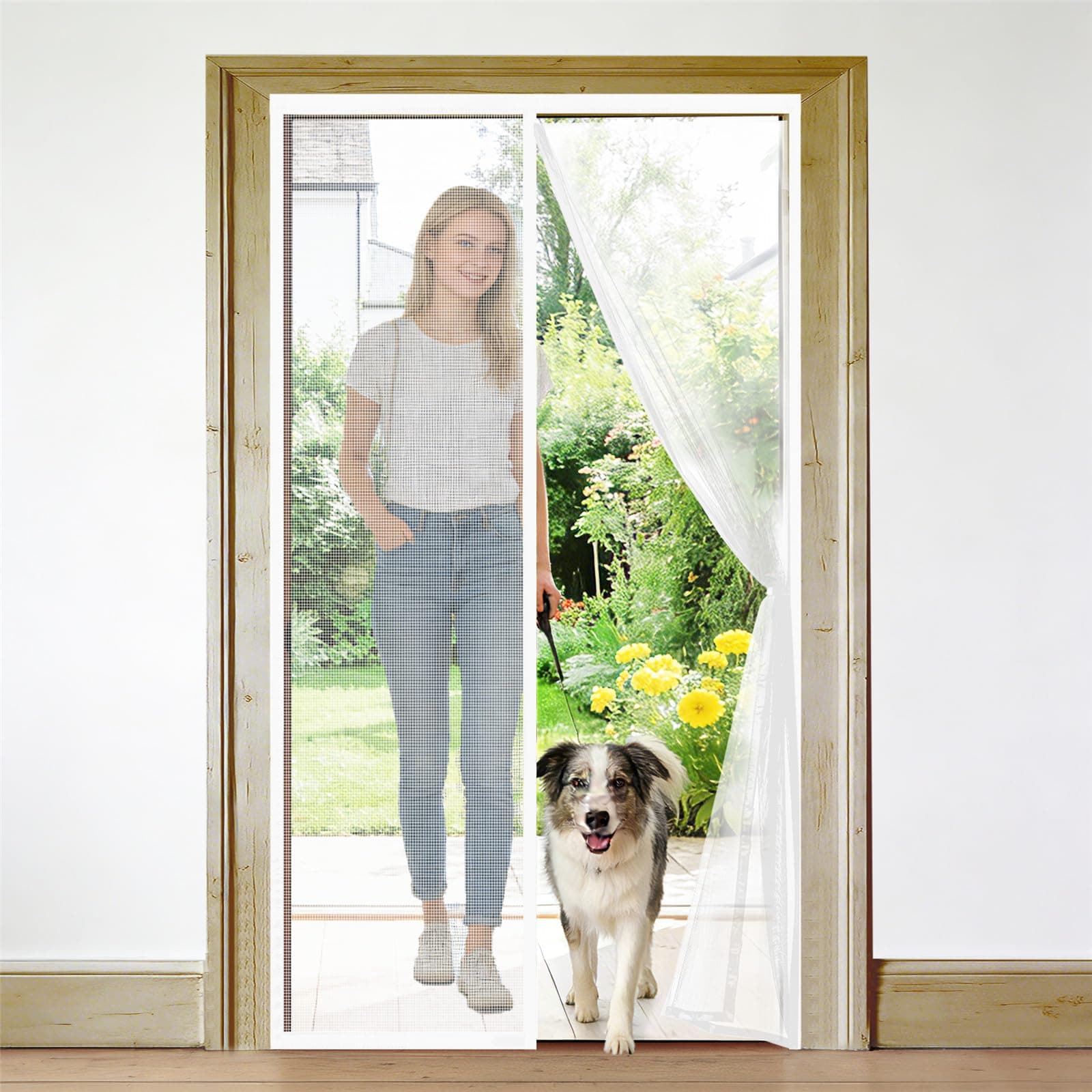 Zanzariera Magnetica per Porta 240x215 cm Senza Foratura Maglia Fine, Tenda Magnetica per Porte Versione Aggiornata, Adatta a Balconi Camere Porte Scorrevoli, Diversi Spazi Bianca Varie Taglie