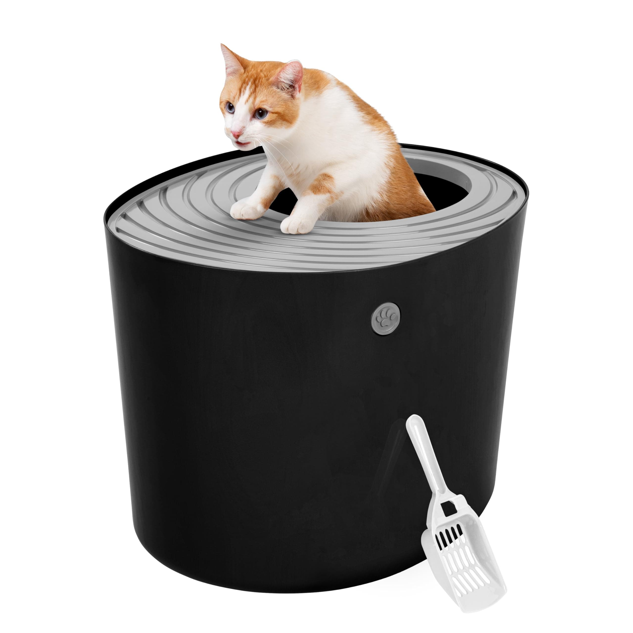 Iris Ohyama Katzenklo mit Schaufel, bis 7 kg, Schwarz/Grau, mit Deckel, Katzentoilette, leicht reinigen, Für große Katzen, Kätzchen, geschlossen, XXL Toilette, BPA-frei, Cat Litter Box, PUNT-530