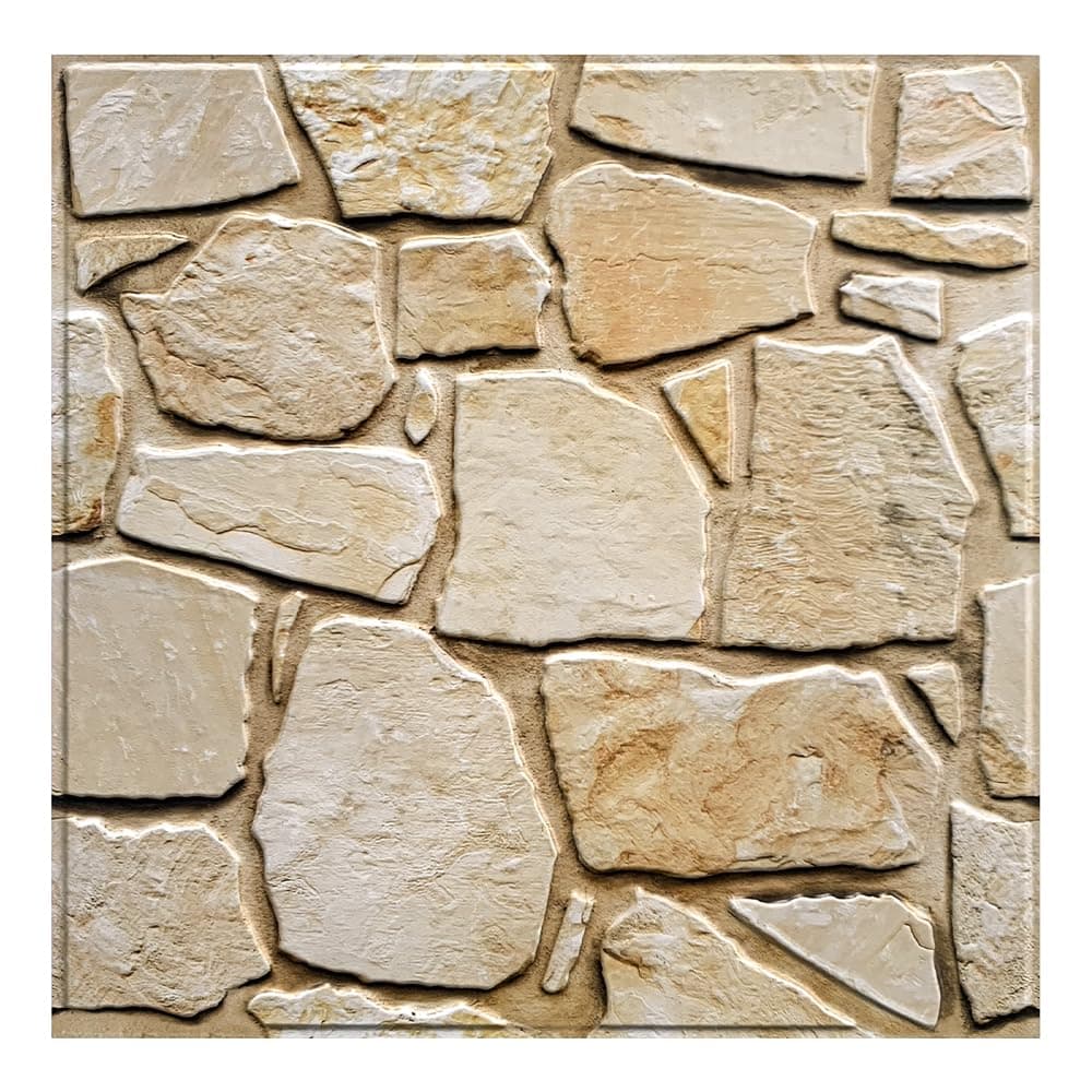 COMSTICKC Panneaux Muraux 3D Adhesif Pierre, 10 Pièces, 30x30 cm, Brune Fausse Brique Murale PVC, Revêtement Mural 3D Adhésif Imitation Pierre pour Salon, Chambre