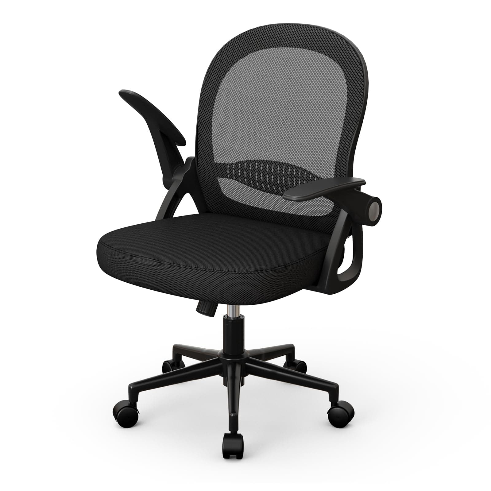 rattantree Silla de Oficina, Silla de Escritorio Ergonómica con Respaldo de Malla Transpirable y Asiento, Silla de Ordenador, Regulable en Altura, Reposabrazos Abatibles, para Estudio de Oficina