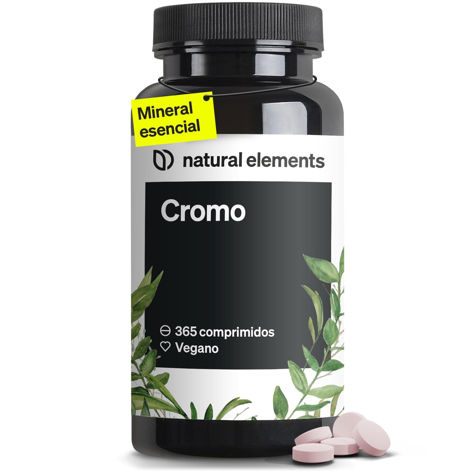 Picolinato de Cromo 200mcg - 365 comprimidos veganos (suministro para 1 Año) - Mineral esencial sin aditivos innecesarios - Alta dosificación - Fabricado y probado en laboratorio en Alemania