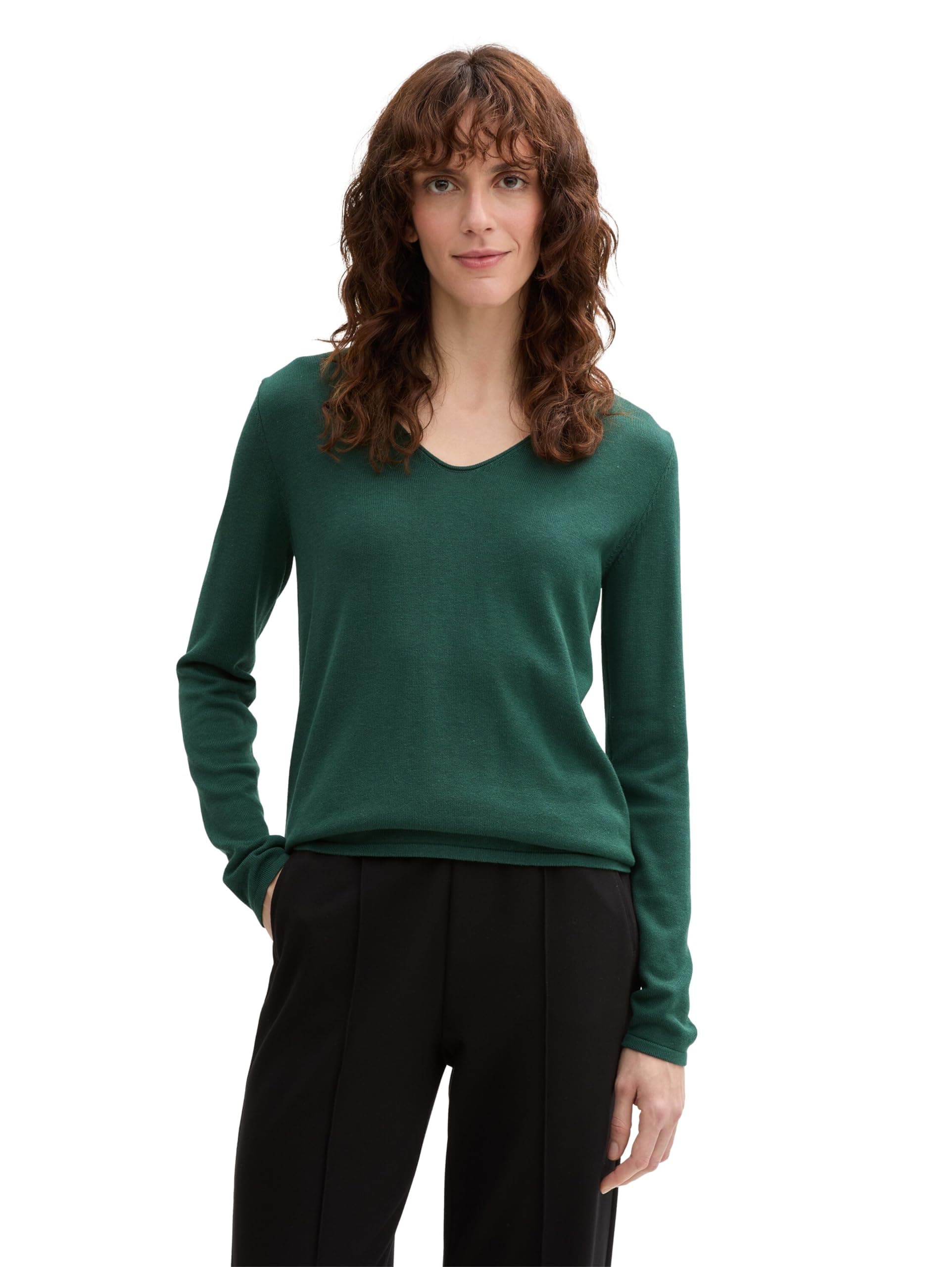 TOM TAILOR Damen Strickpullover mit V-Ausschnitt