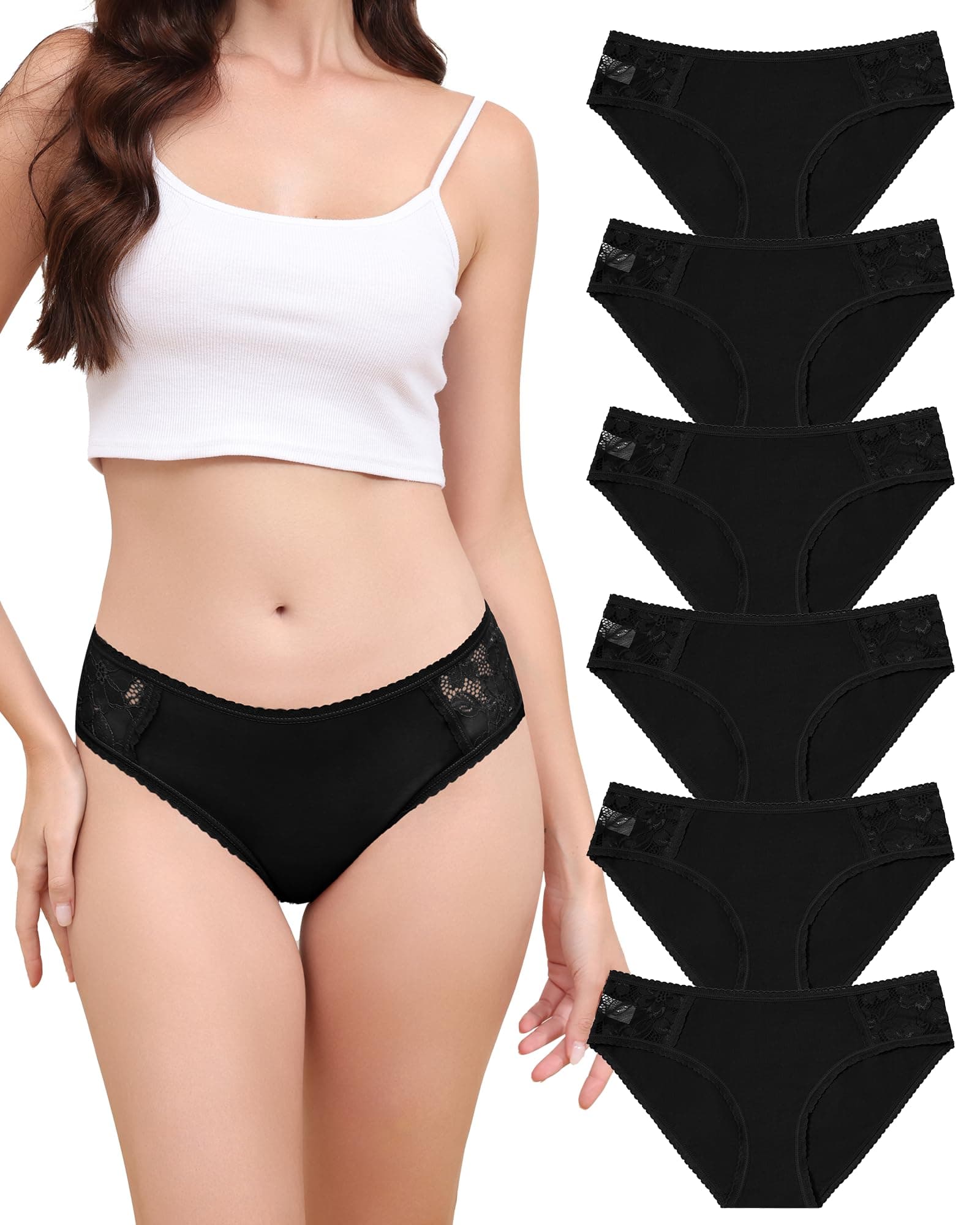 Aijolen Culotte Femme Coton Culottes Dentelle sous-Vêtements Respirant Slip Femmes Hipster Bikini Panties Taille Basse Underwear Women Multipack S-XXL