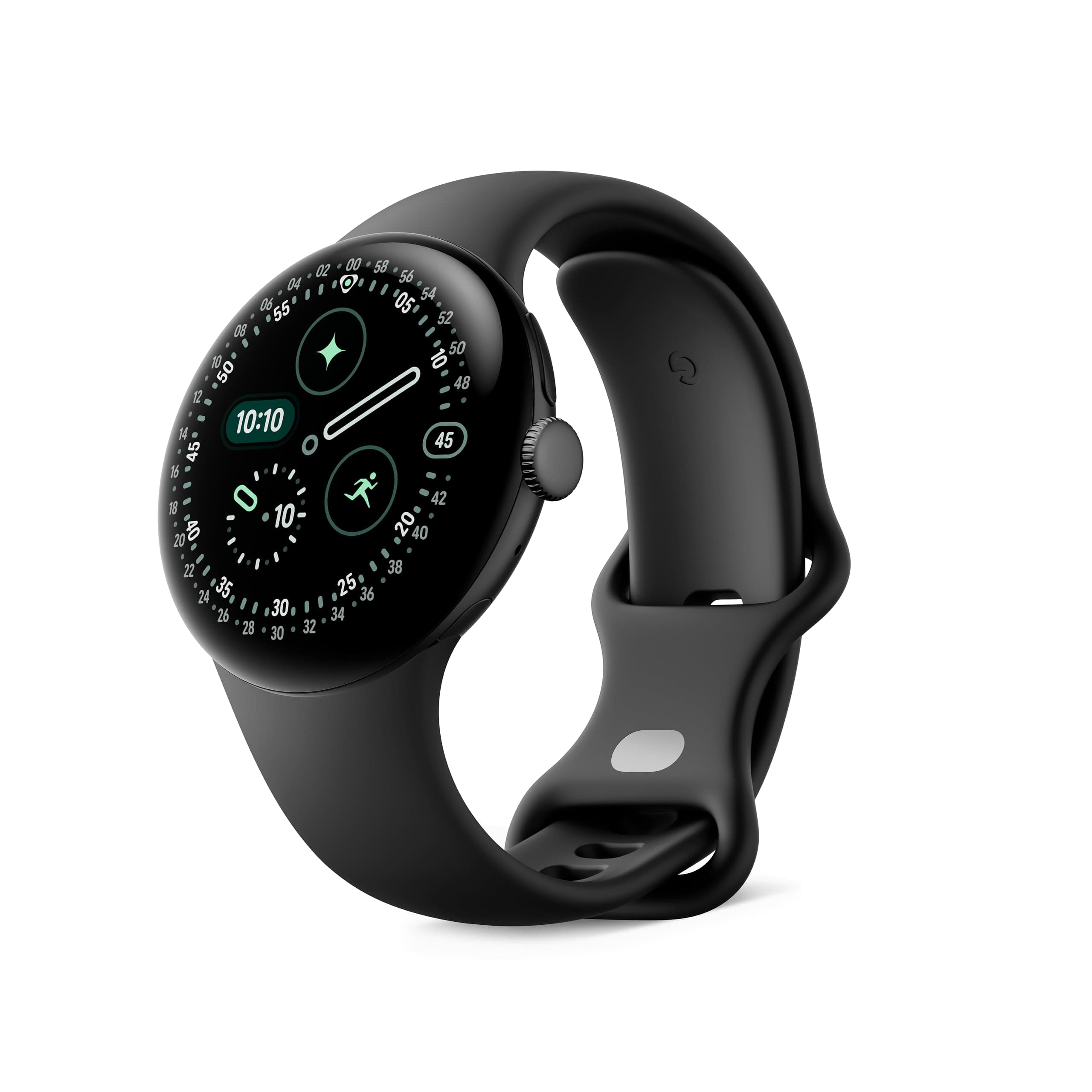 Google Pixel Watch 4 (41 mm) – Android-Smartwatch mit gewölbtem Display und Fitness-Tracking und Unterstützung von Gemini – Aluminiumgehäuse in Matte Black – Sportarmband in Obsidian – WLAN