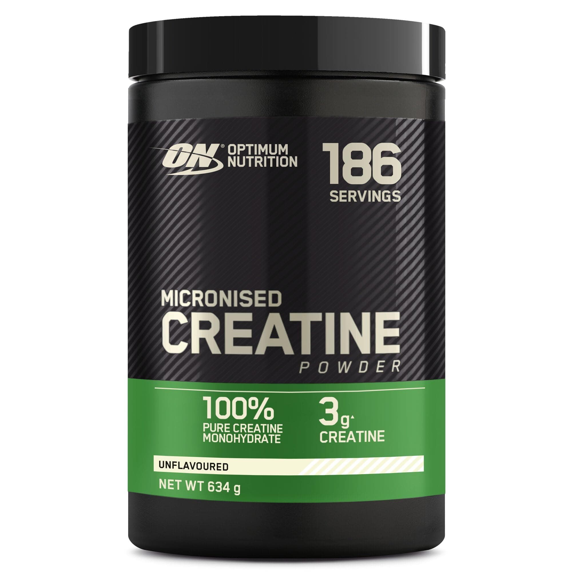 Optimum Nutrition Créatine Micronisée en Poudre, Sans Arôme, 634g, 186 Doses