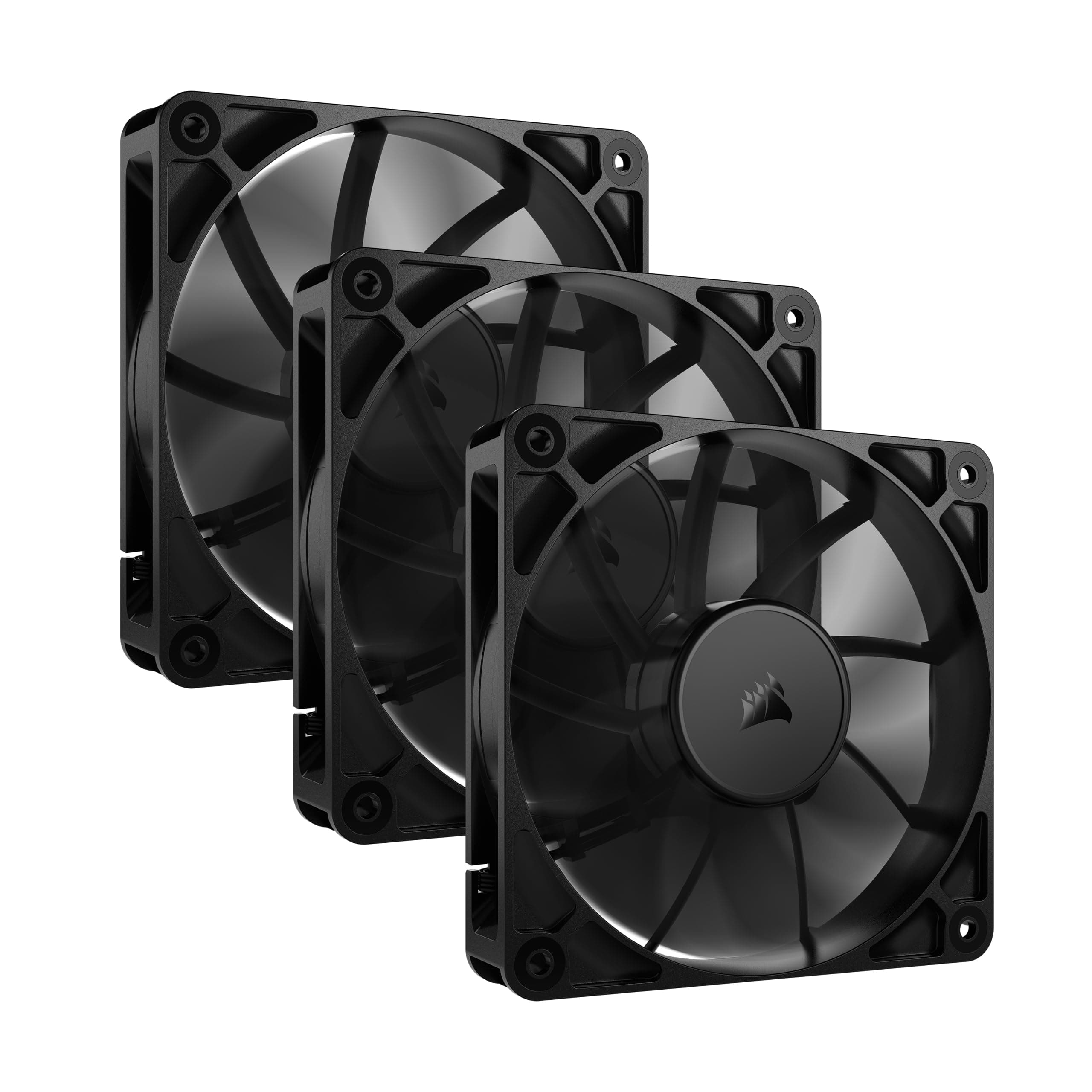 CORSAIR RS120 120mm Ventilateurs PWM – Connexion Daisy-Chain – Faible Bruit – Roulement à Dôme Magnétique – Paquet Triple – Noir