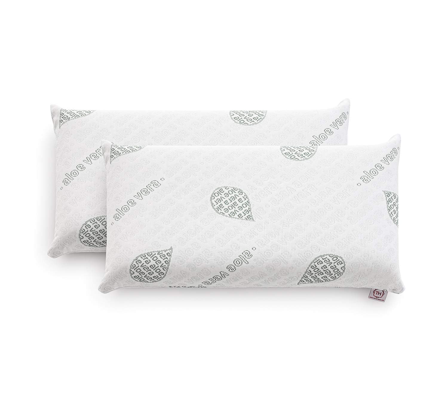 Textilhome Set 2 Cuscini Memory Foam Cervicale 75 cm – Cuscini per Letto e per Dormire, Tessuto in Aloe Vera, Nucleo in Visco Puro 100% – Rivestimento con Cerniera, Termoregolato e Adattivo