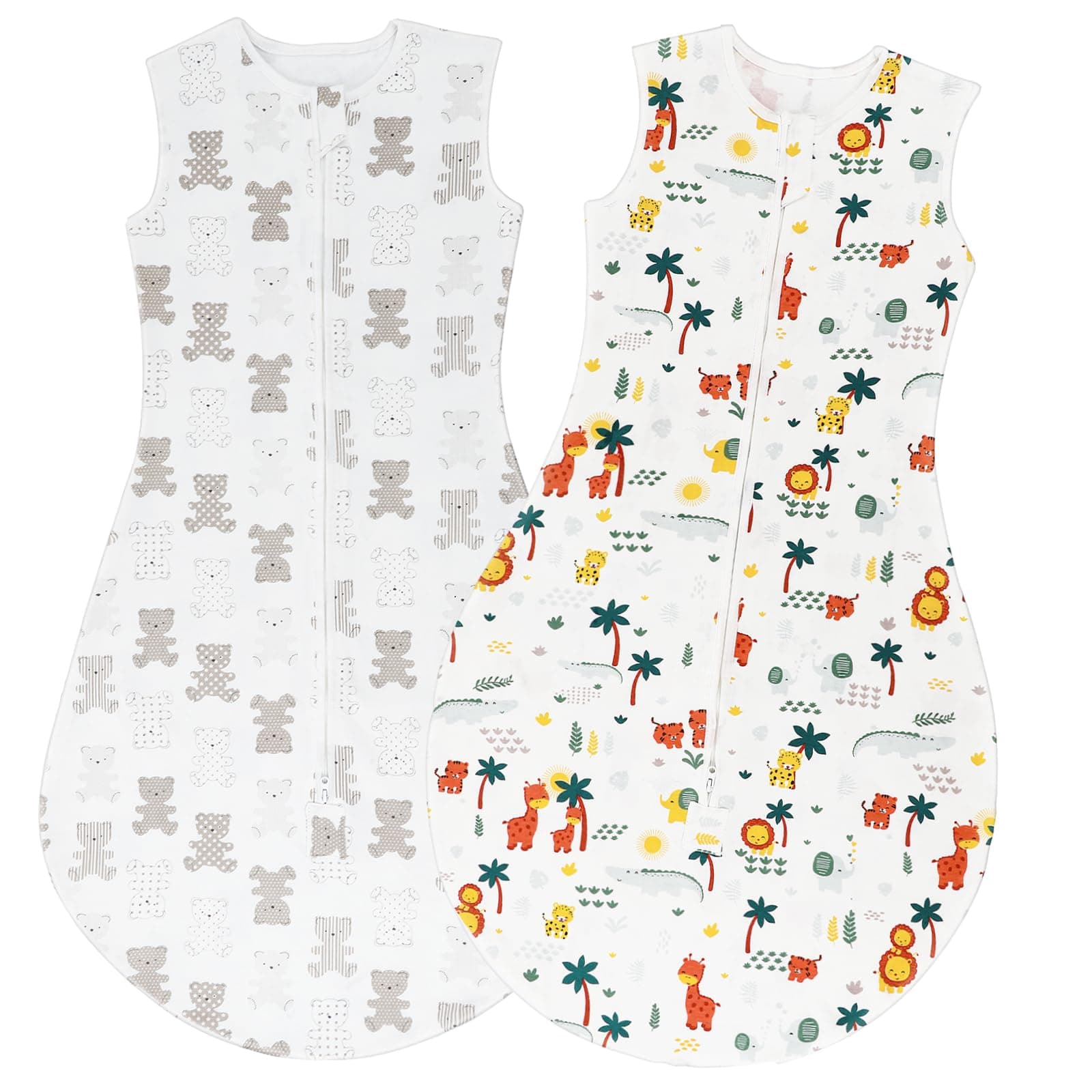 TOGOU2S Gigoteuse Ete 18 36 Mois Bébé 2pcs 100% Coton 0.5 TOG Turbulette ete 18-36 Mois Taille de réglage Zip Sécurisé de Qualité Gigoteuses pour Naissance Unisexe Garcon Fille 18-36 Mois