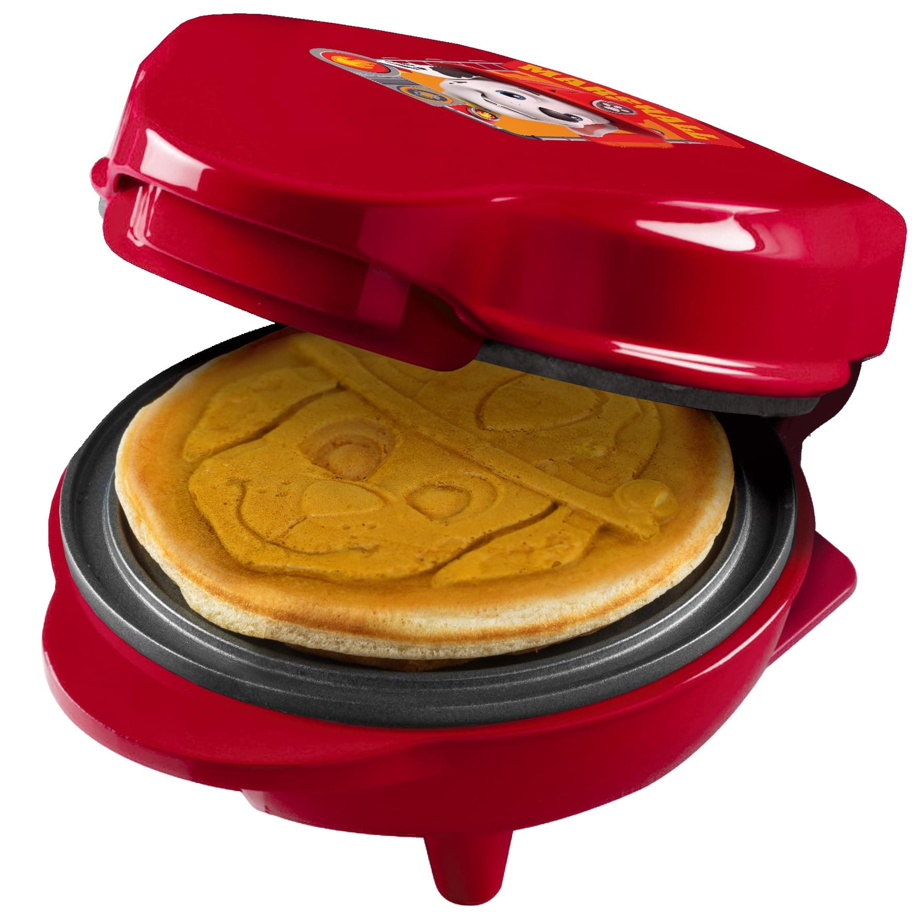 Paw Patrol Mini Waffeleisen, Waffeleisen mit Sonderplatte "Marshall", Waffelgröße: Ø 10cm, ideale Größe für Kinder, für Geburtstage oder als Geschenk, offizielles Lizenzprodukt, Farbe: Rot