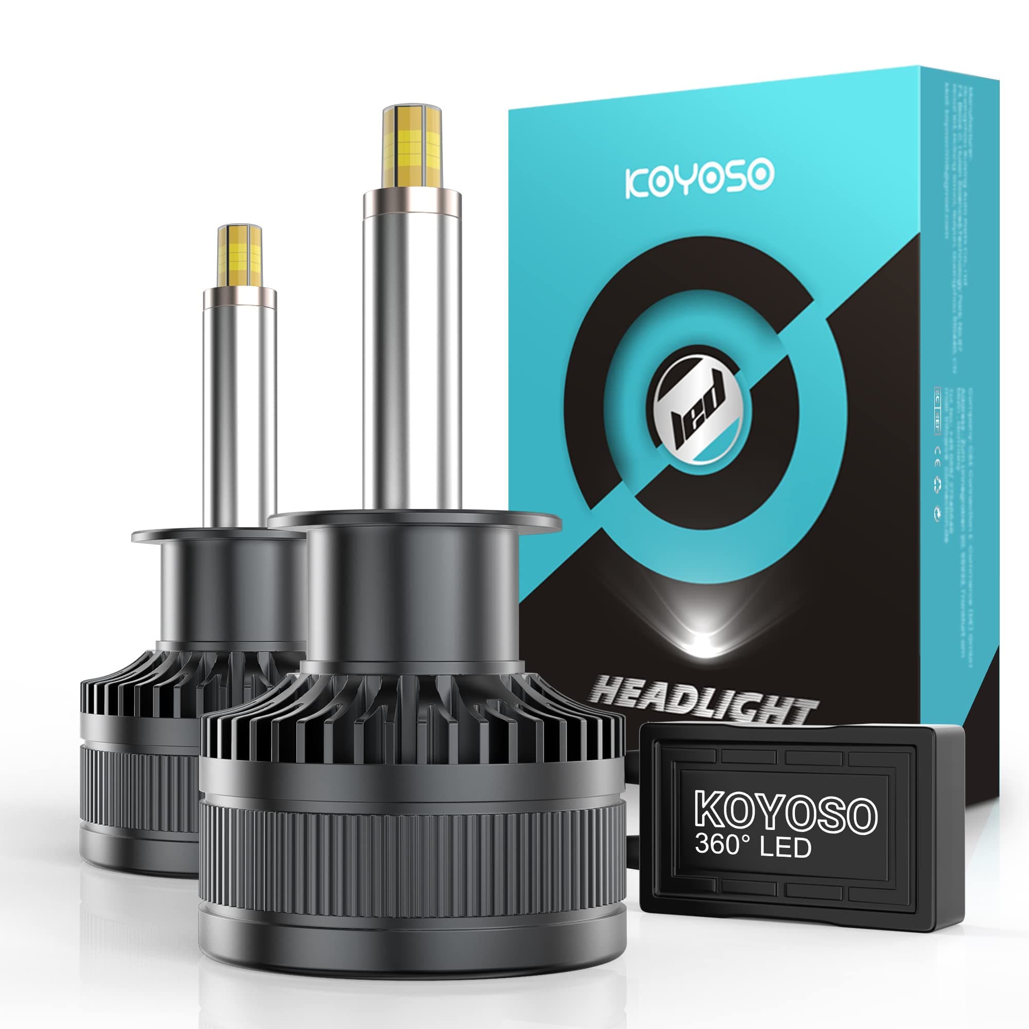 KOYOSO H1 LED Lampadine 360° 30000LM 160W LED Lampada per 12V Auto 6500K Bianco