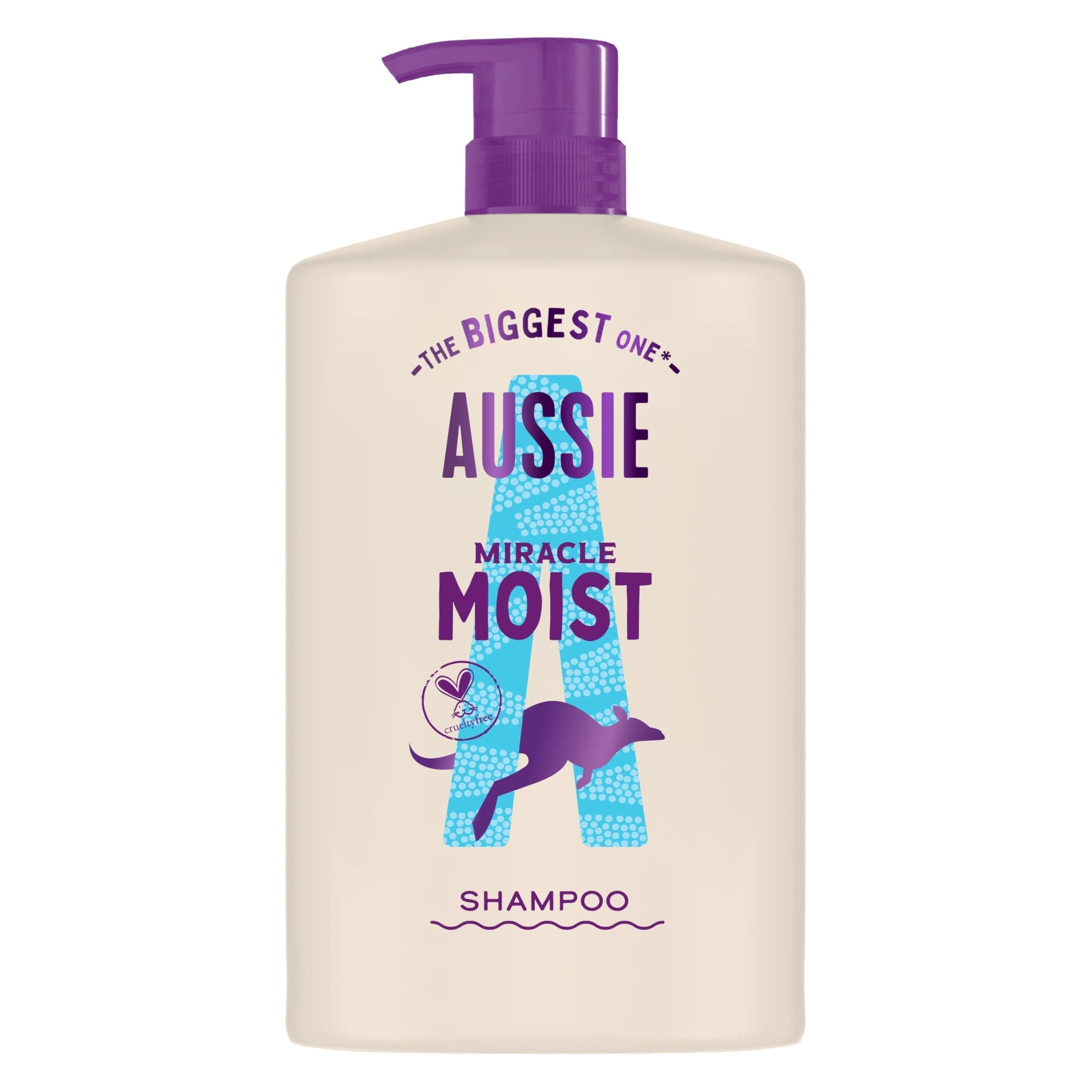 Aussie Miracle Moist Shampoo 1000ml, Feuchtigkeitsspendende Formel zum Wiederbeleben und Wiederherstellen von Brüchigem, Trockenem Haar, mit Australischem Macadamianussöl, Tierversuchsfrei