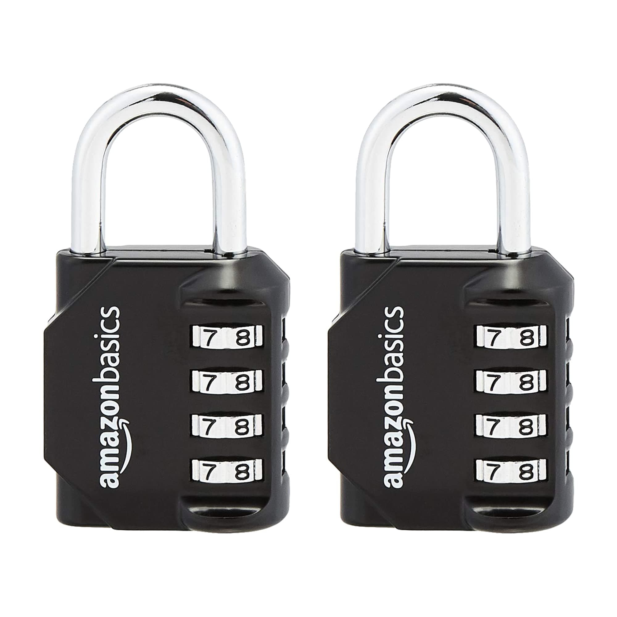 Amazon Basics Serrure à combinaison AB-PL111 Cadenas, Noir, lot de 2