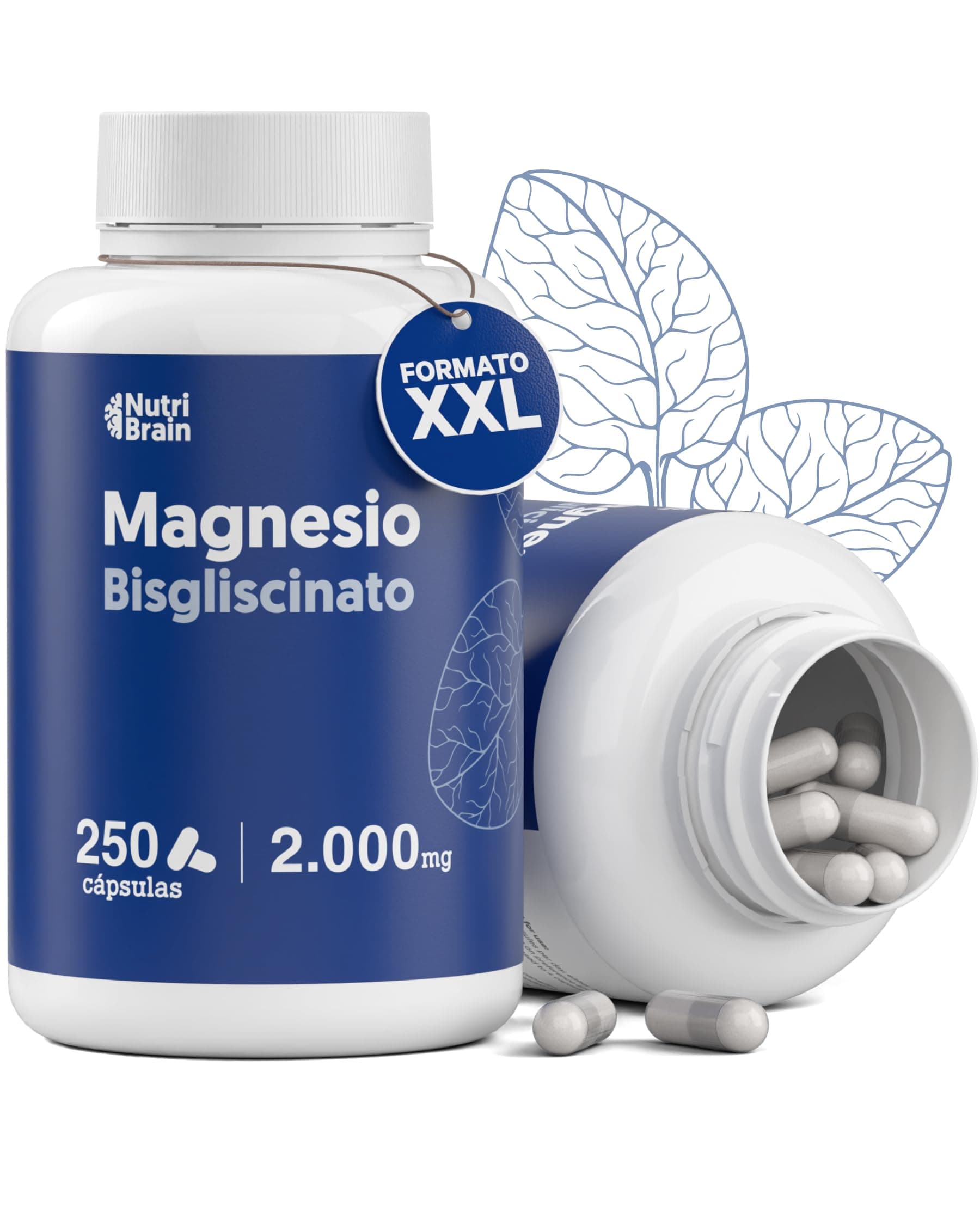 Magnesio Bisglicinato Puro 2000 mg - Dosis XXL (250 Cápsulas) | Forma Quelada para Sueño Reparador, Energía, Soporte Óseo-Muscular y Concentración | Máxima Biodisponibilidad, Sin Efectos Laxantes