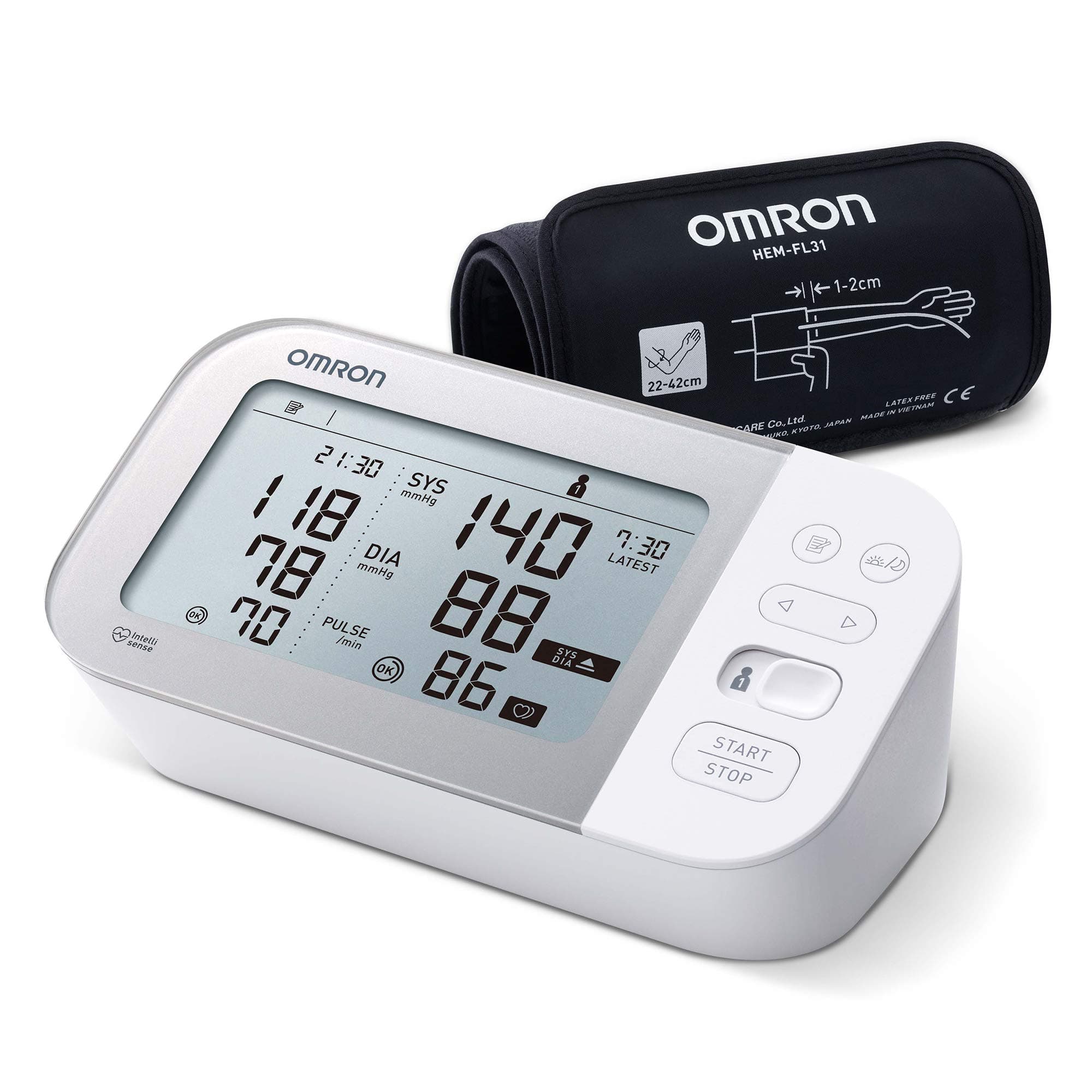 OMRON X7 Smart - Automatisches Oberarm-Blutdruckmessgerät | Testsieger Stiftung Warentest 11/23 | AFib-Erkennung | klinisch validiert - auch für Diabetiker | mit kostenloser Smartphone App | 22-42 cm
