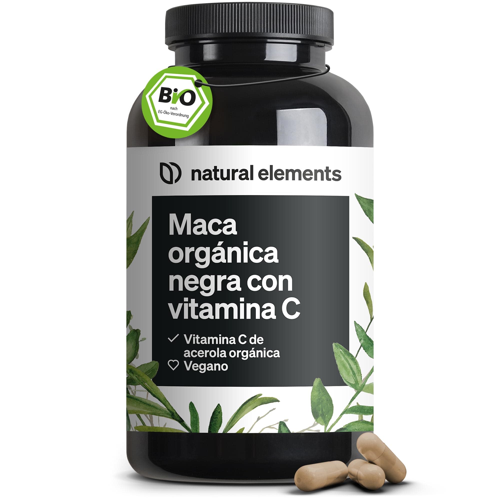 Maca negra ecológica 3000mg (equivalente a 12.000 mg de raíz de maca) - 180 Cápsulas con Vitamina C - Fórmula ideal para la energía y la resistencia física - Certificado ecológico y vegano