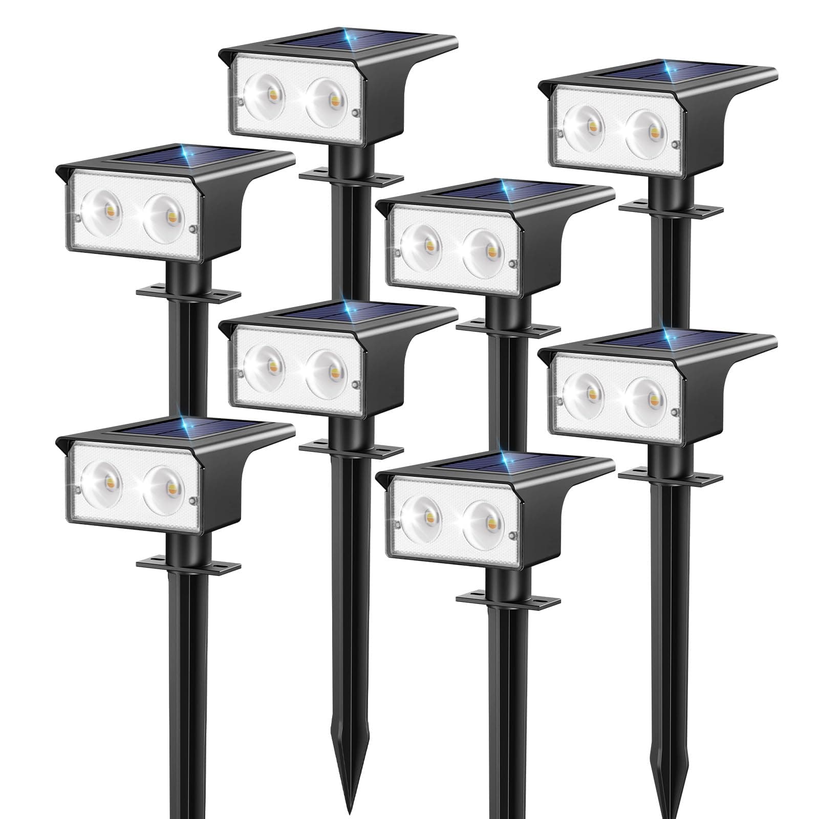 btfarm 8 Piezas Luces Solares LED Exterior Jardin, Focos Led Exterior Solares 3 Temperaturas de Color, Impermeable IP65 Luz Solar Potente para Suelo,Patio,Piscina,Calzada,Terraza,Césped