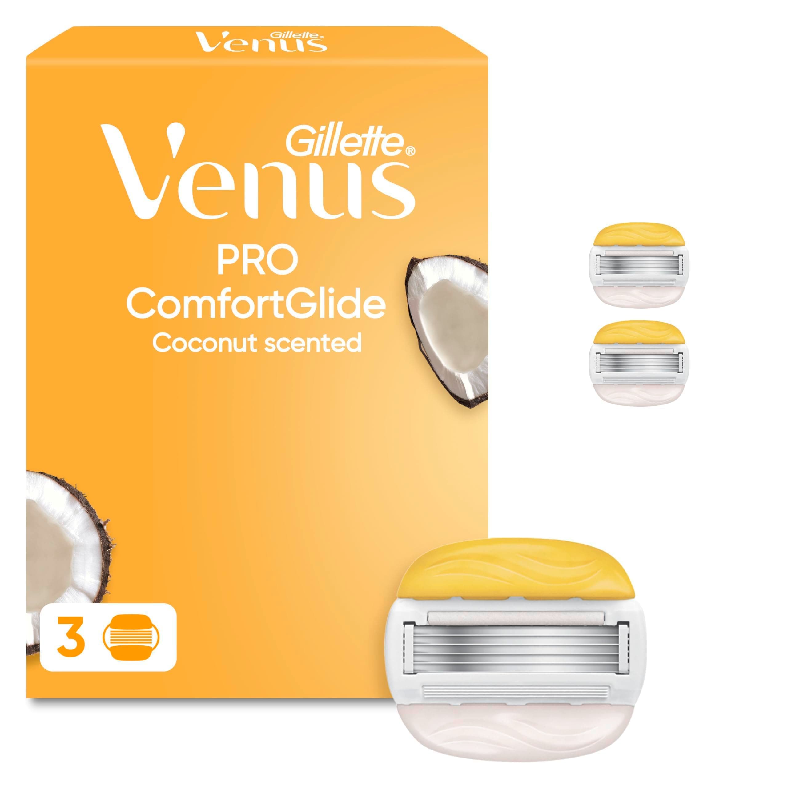 Gillette Venus Comfortglide 3 Lamette per Rasoio Donna | 3 Lamette Donna di Ricambio a 5 Lame e Barre con Sapone, al Cocco, Adatto a Depilazione Corpo, Idea Regalo