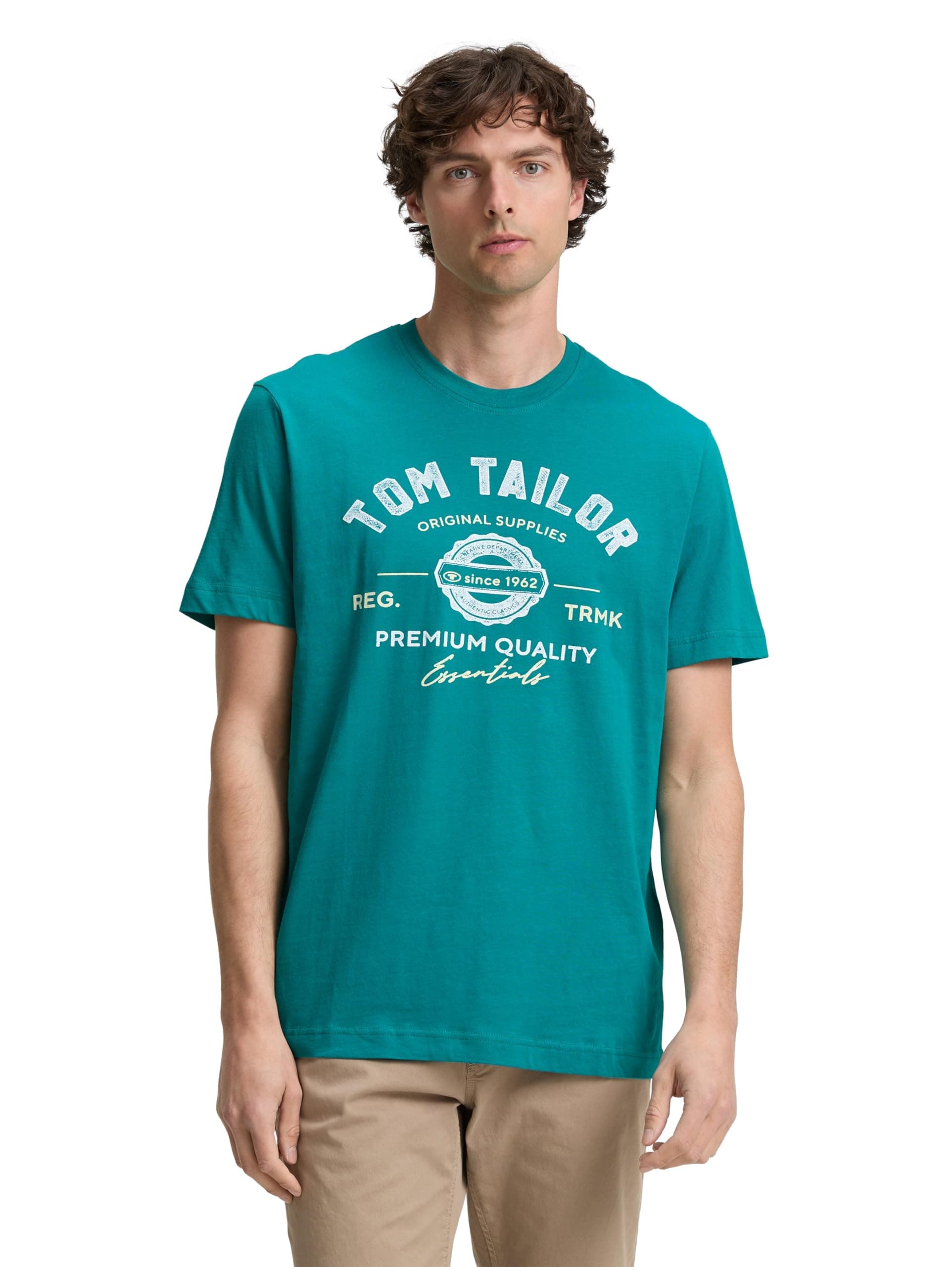 TOM TAILOR Herren T-Shirt aus Baumwolle mit Logo-Print